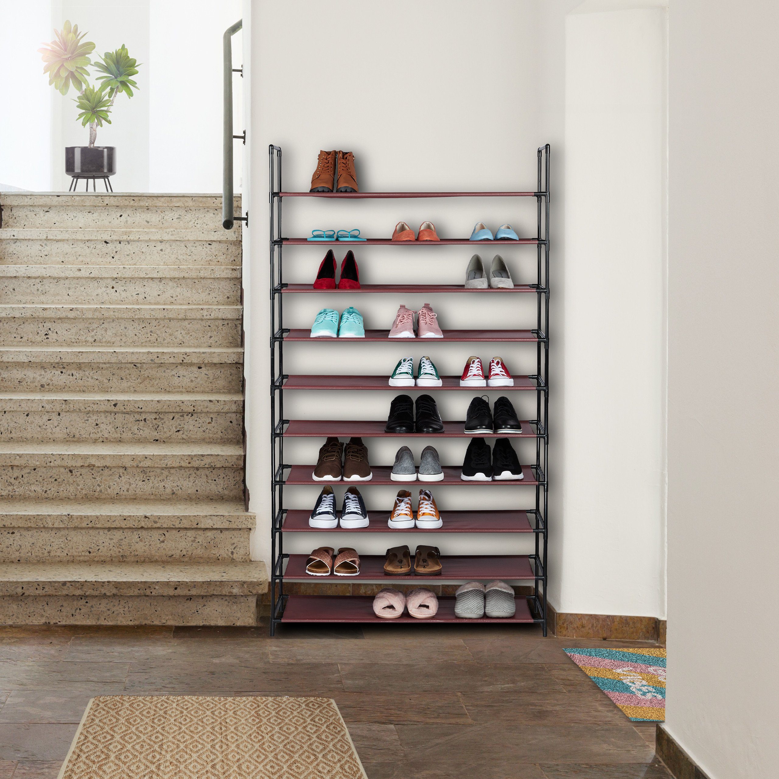 relaxdays Schuhregal Stecksystem XXL, Bordeaux günstig online kaufen