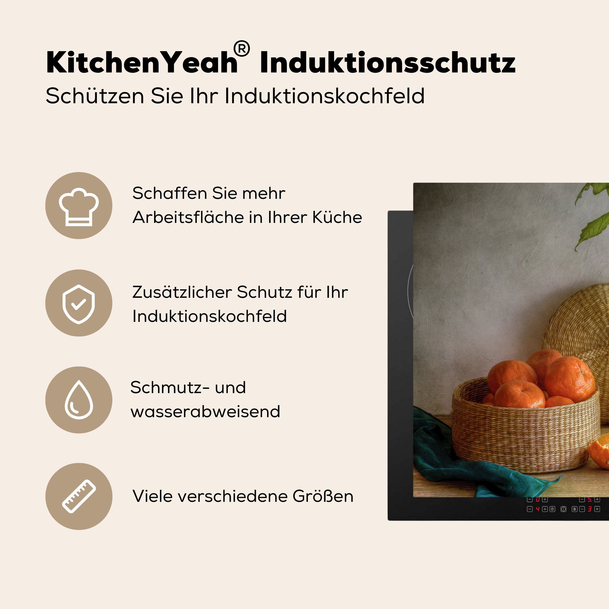 Ceranfeldabdeckung, für (1 cm, Pflanze, Obst tlg), küche MuchoWow Herdblende-/Abdeckplatte Vinyl, - - Stilleben Arbeitsplatte 78x78