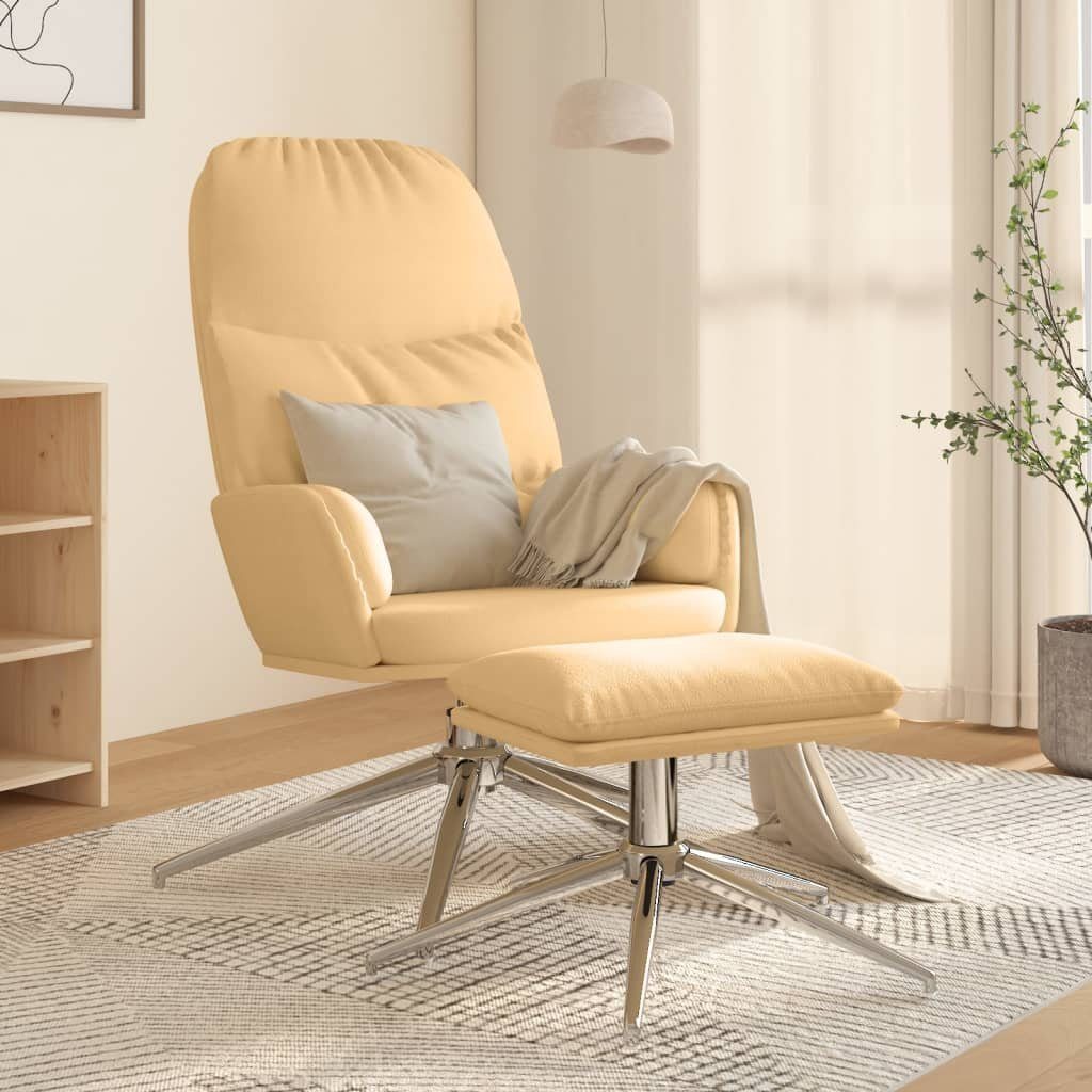furnicato Sessel Cremeweiß Hocker Wildleder-Optik mit Relaxsessel