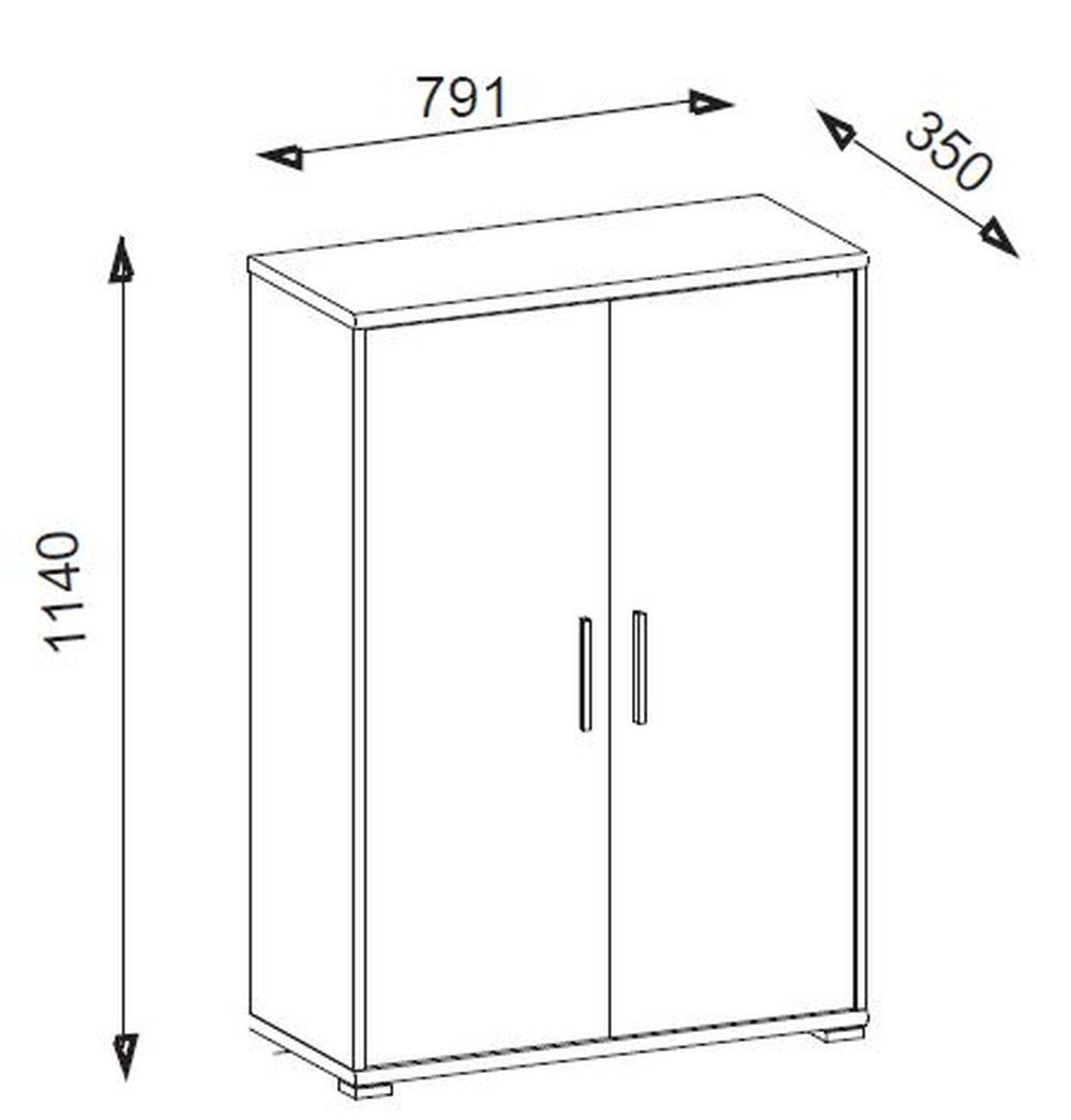 Bega Consult Aktenschrank in weiß mit 2 Türen und 3 Fächern (BxHxT: 79,1x114x35 cm)