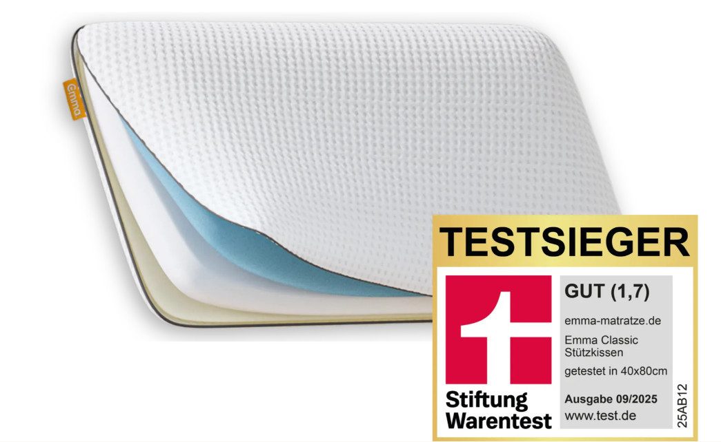 Emma Nackenstützkissen Emma Nackenstützkissen, Füllung: Hypergelschaum, Softschaum & Viscoschaum, Bezug: Polyester & Elasthan, Bauchschläfer, Rückenschläfer, Seitenschläfer, 1-tlg., 3-schichtiger, wendbar und individuell einstellbar