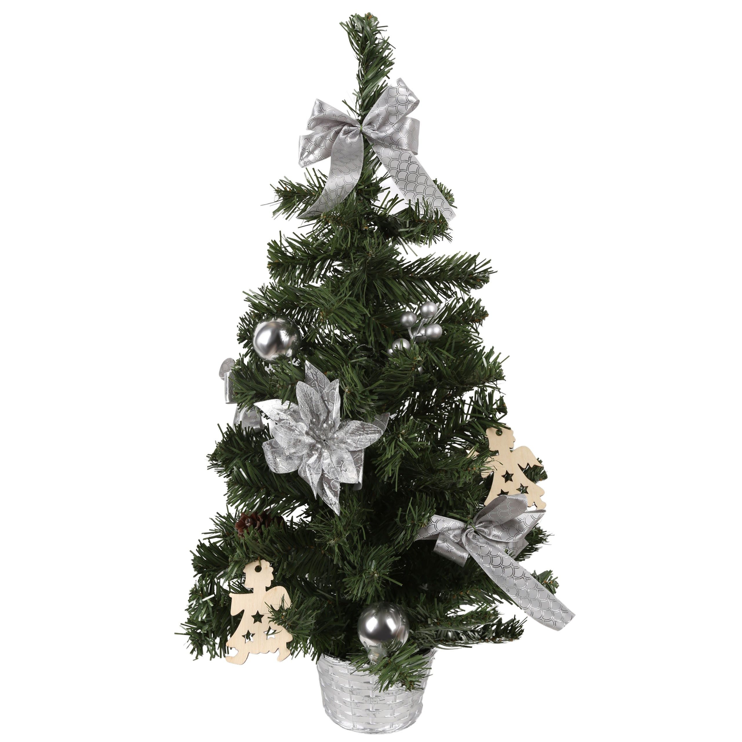 Sarcia.eu Künstlicher Weihnachtsbaum Künstlicher Weihnachtsbaum im Topf mit silbernen Ornamenten 60cm