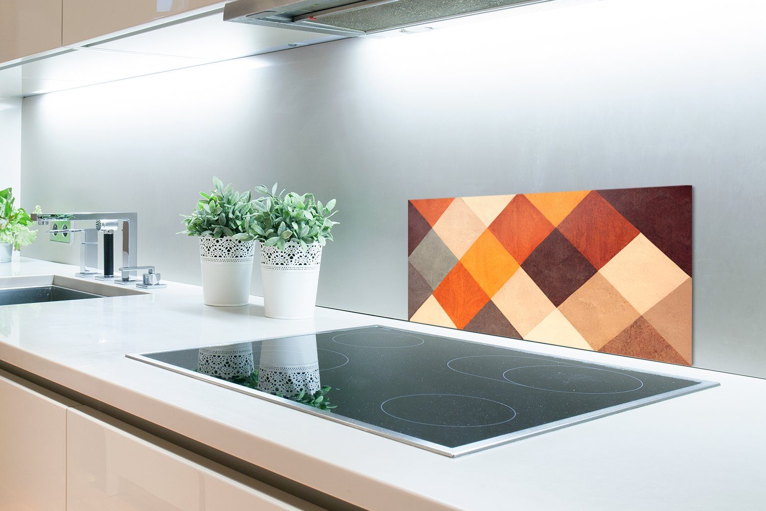Küchenrückwand 60x30 und - cm, Kunst Schmutzflecken gegen MuchoWow Muster - Farben Wandschutz, - für (1-tlg), Fett Schachteln, Küchen