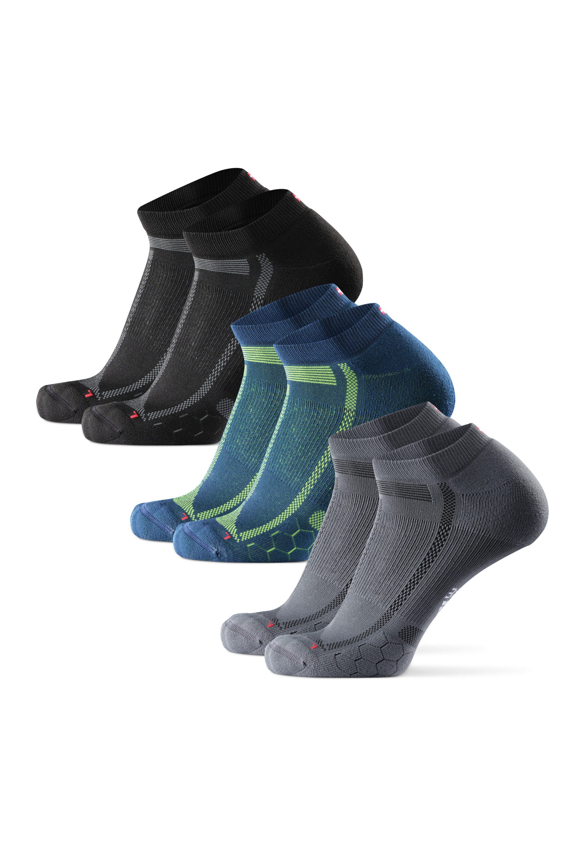DANISH ENDURANCE Basicsocken Long Distance Low-Cut (3-Paar) kurze gepolsterte Sportsocken, Anti-Blasen, Ideal für Läufer