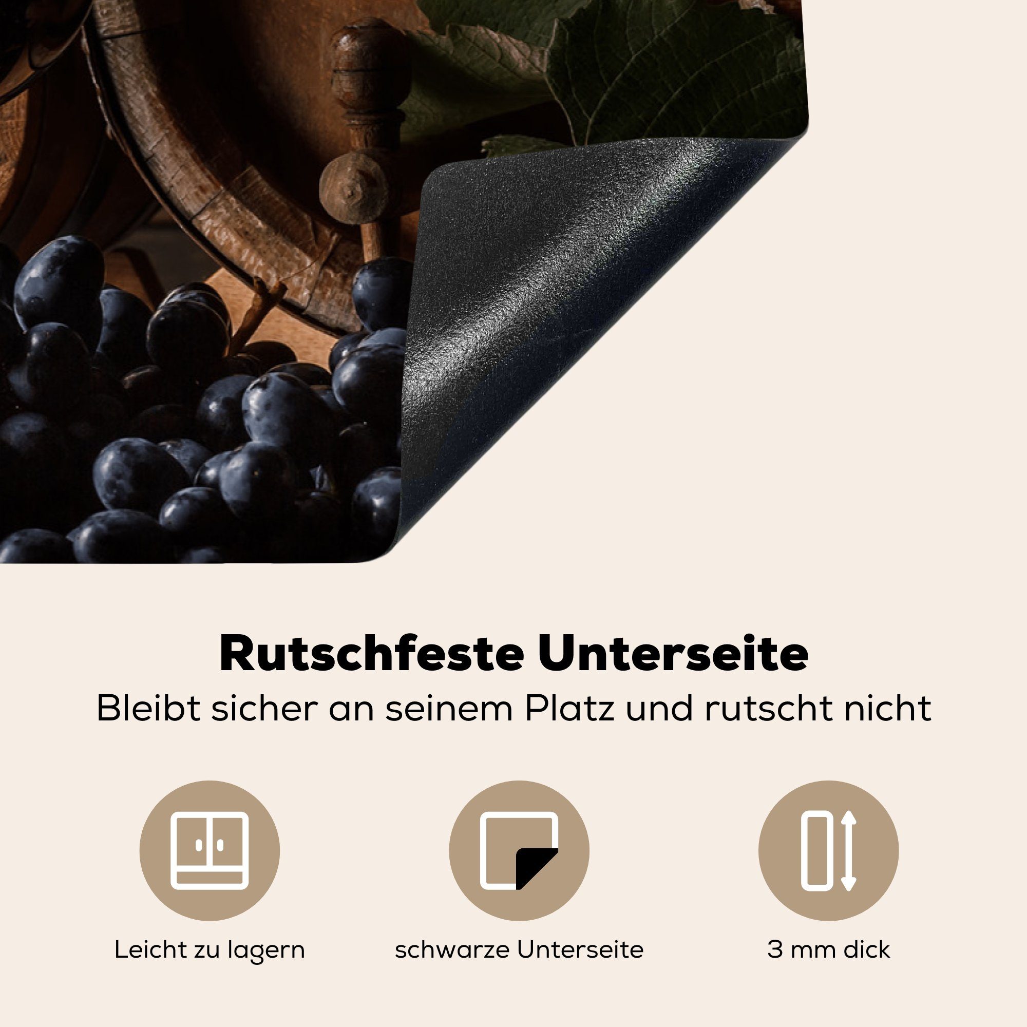 tlg), - Induktionsmatte Induktionsschutz MuchoWow (1 Schutz die für Wein cm, Vinyl, küche, - Herdblende-/Abdeckplatte Weinglas, Induktionskochfeld Ceranfeldabdeckung 81x52 -