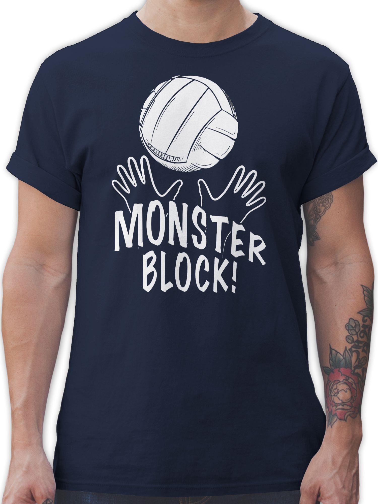 Shirtracer T-Shirt Monsterblock! Volleyball Geschenke 01 Navy Blau