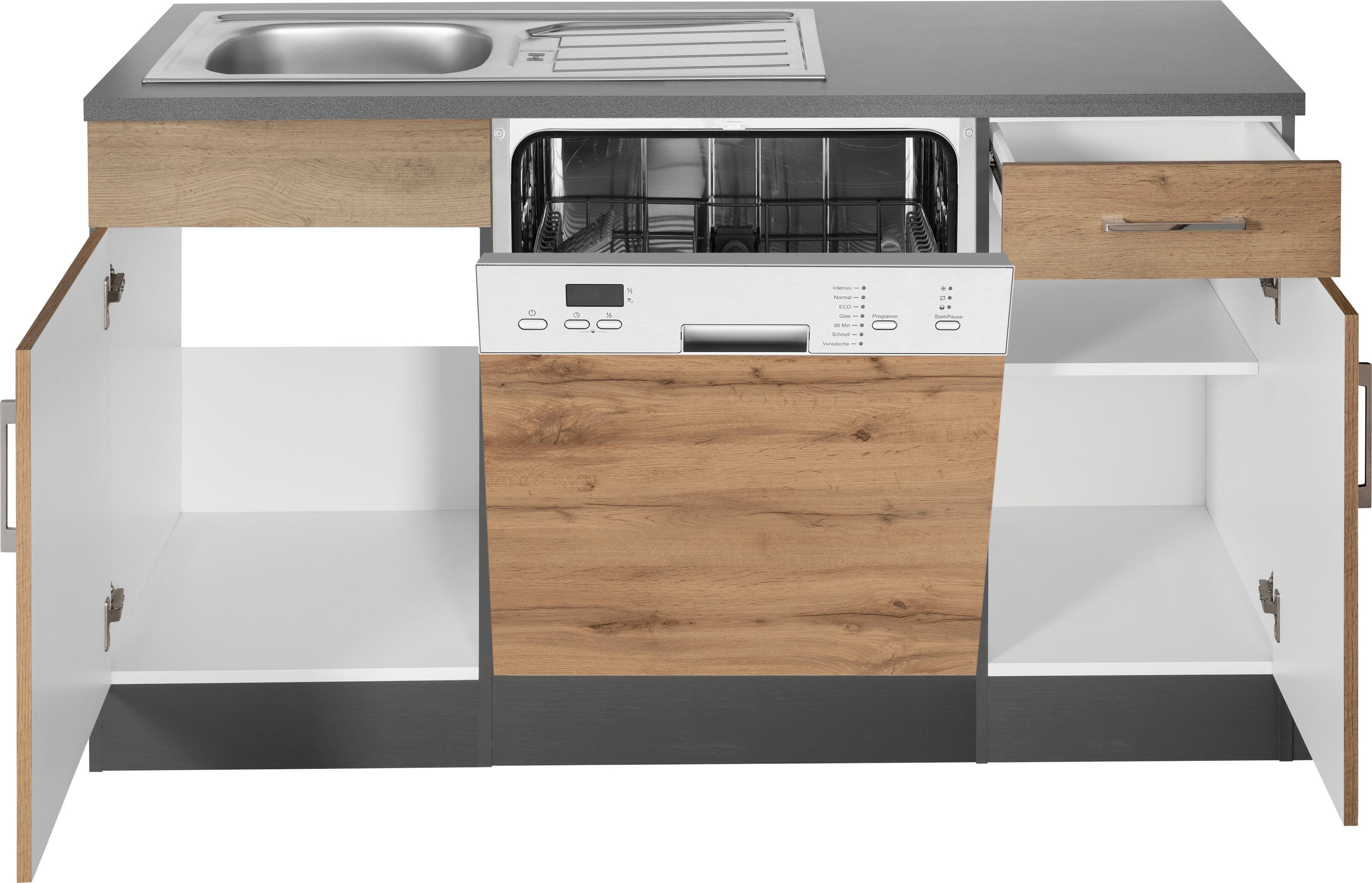 KOCHSTATION Winkelküche KS-Colmar, mit E-Geräten, Stellbreite 210/210 cm