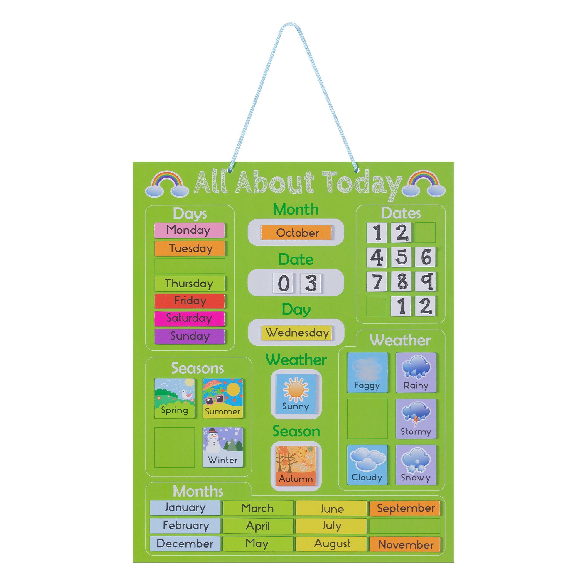 Navaris Magnettafel Kalender Tafel für Kinder - Jahreszeiten Uhr - magnetisch, (1-tlg)