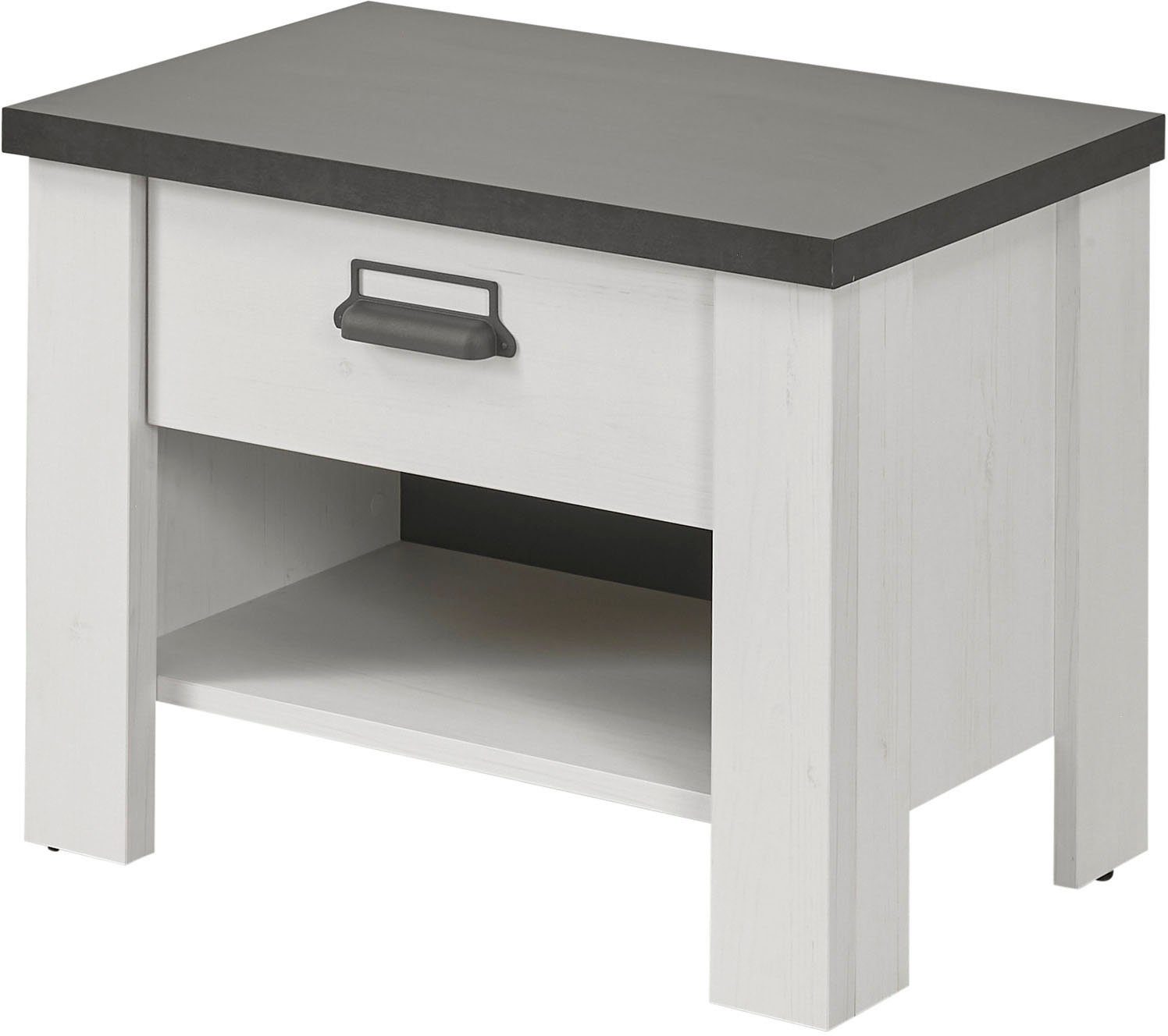 Home affaire Nachtkommode SHERWOOD, mit Apothekergriff aus Metall, Schubkasten "Soft close", Breite 60 cm