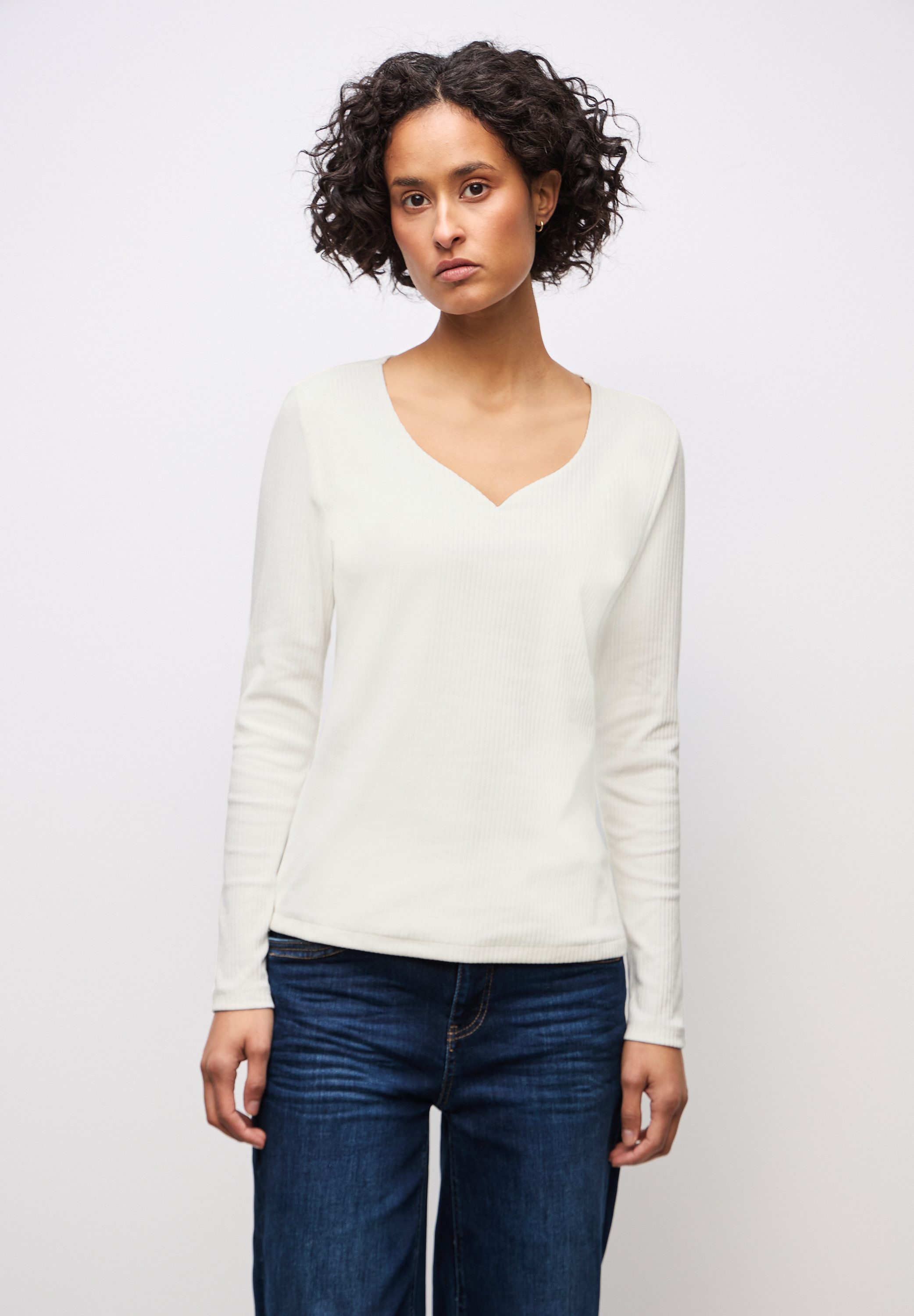 STREET ONE Langarmshirt mit Rippstrick-Struktur günstig online kaufen