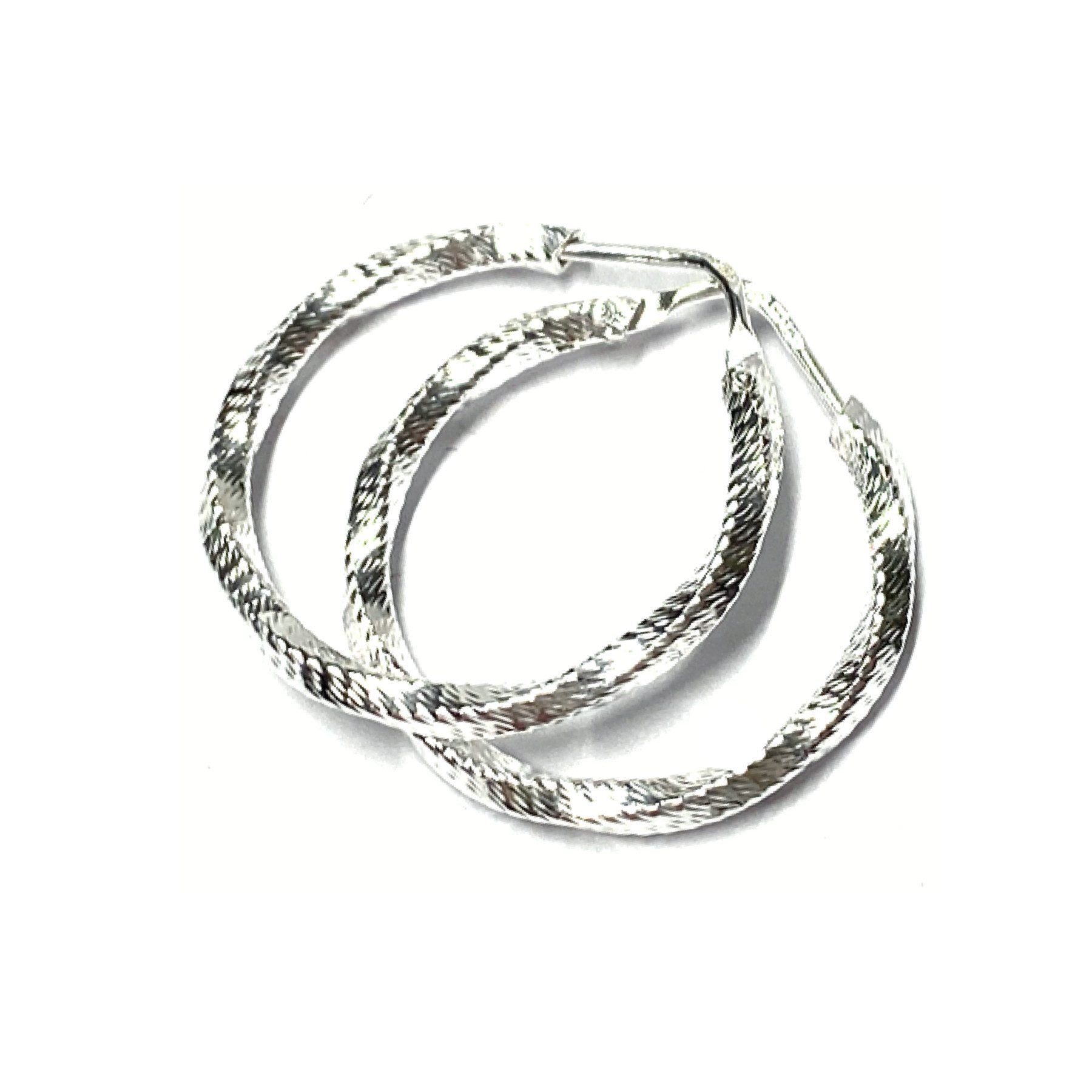 Paar Creolen Creolen 925 Silber diamantiert schmal Ohrring 25mm Bügelcreole