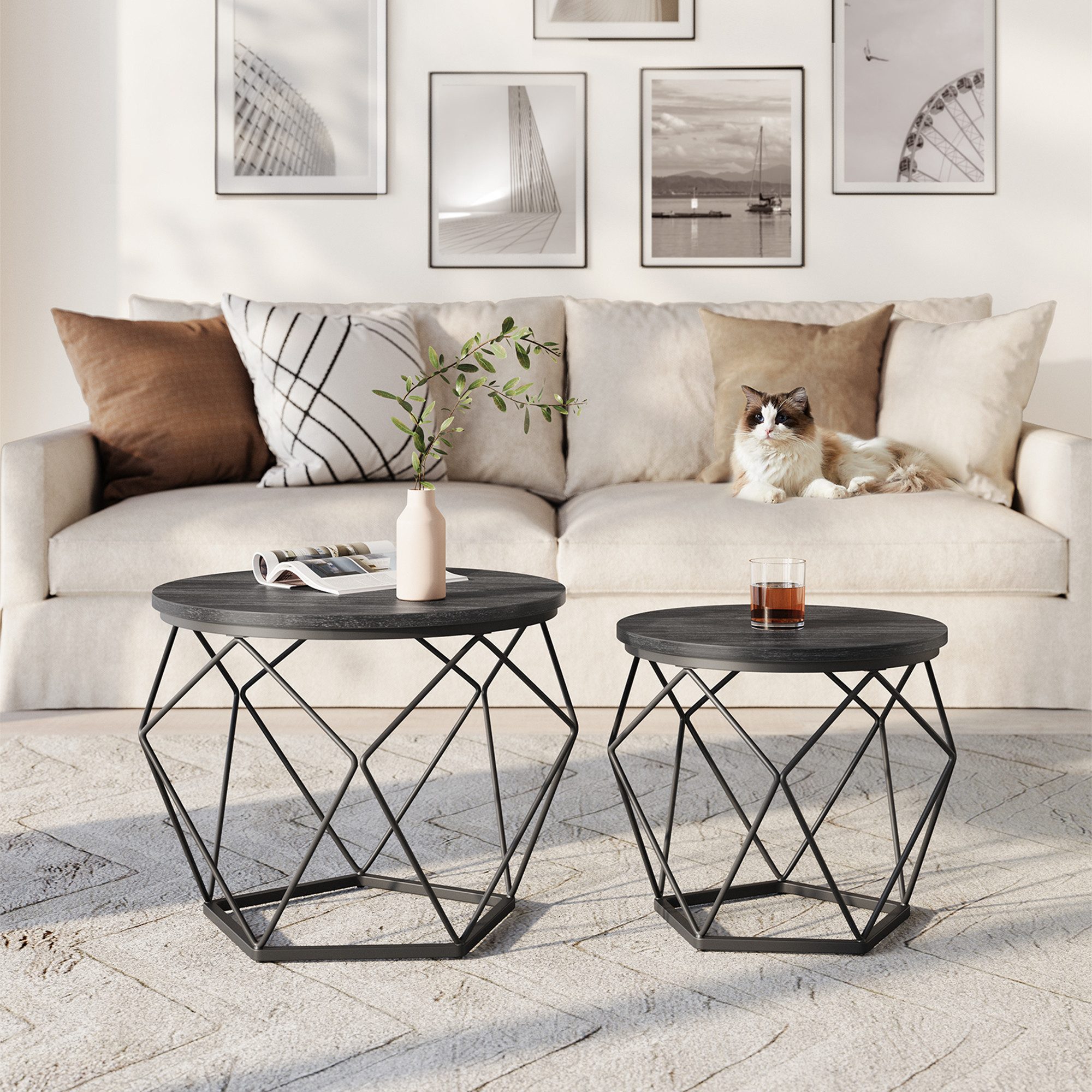VASAGLE Couchtisch (2er Set), Beistelltisch, abnehmbare günstig online kaufen