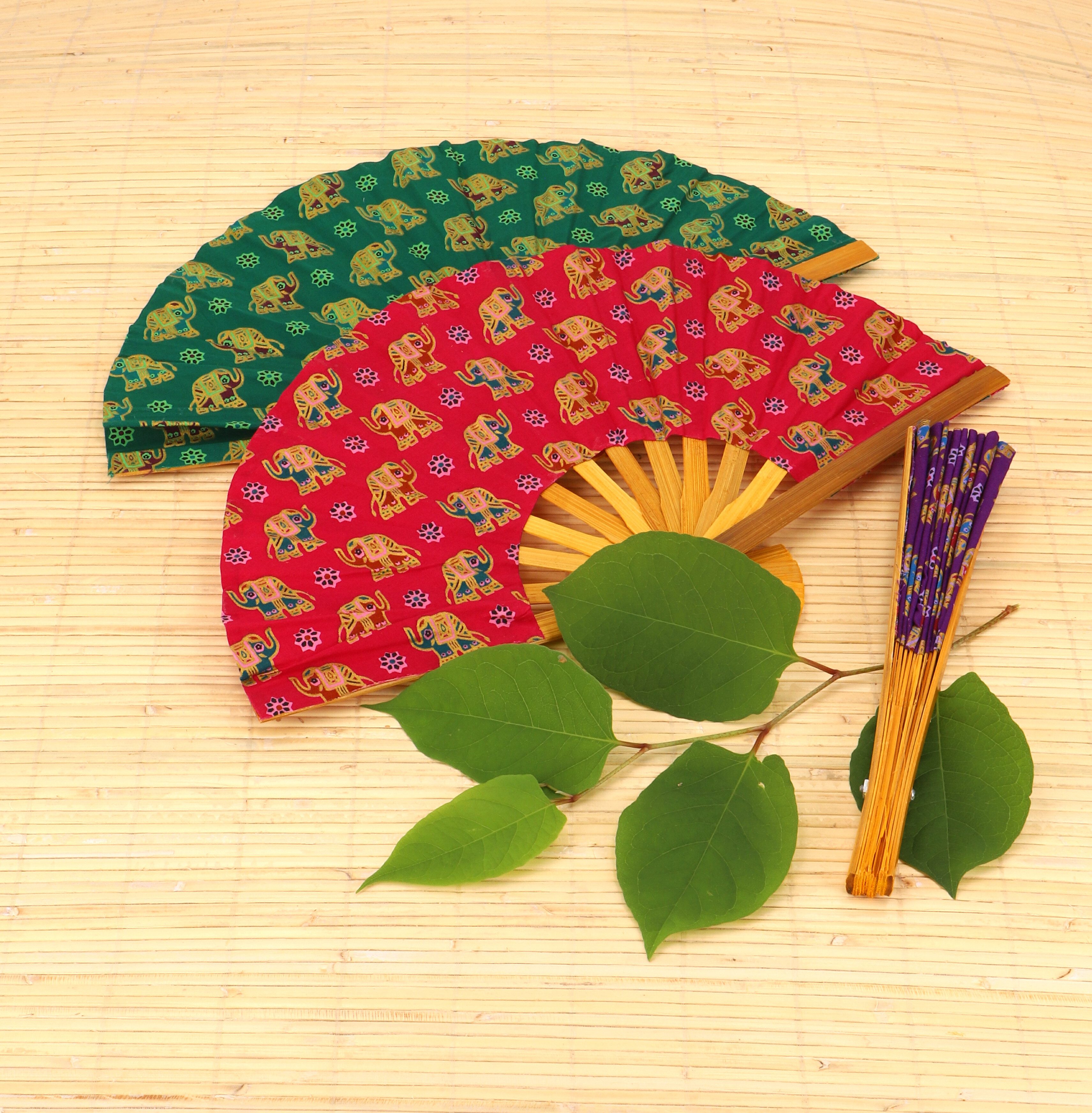 Guru-Shop Handfächer Bespannter Bambusfächer, asiatischer Fächer,..