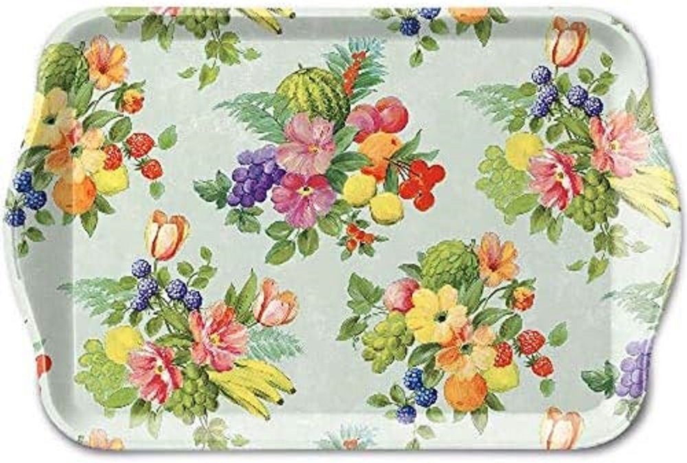 Ambiente Luxury Paper Products Tablett Melamin Tray Planzen Blumen / Tiere Vogel / Birds /Blossom, Melamin bunt: Blumen und Obst