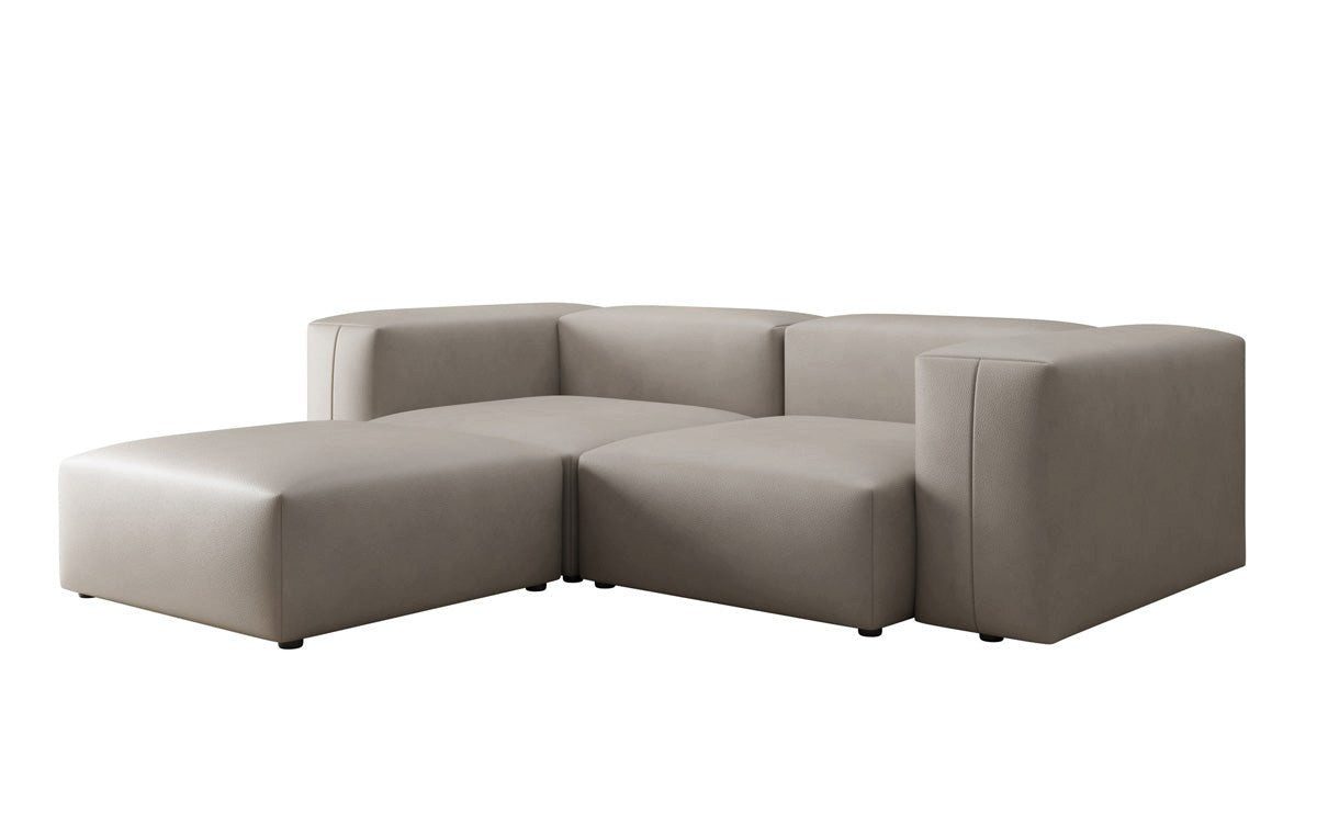 Luxusbetten24 Sofa Designer L Sofa Snug Mini, mit Bezug aus Echtleder