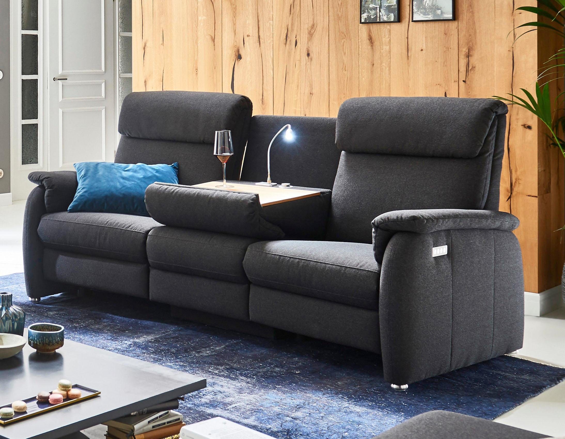 Home affaire Sofa Turin, mit motorischer Relaxfunktion, Tisch, Leuchte + USB -Ladestation