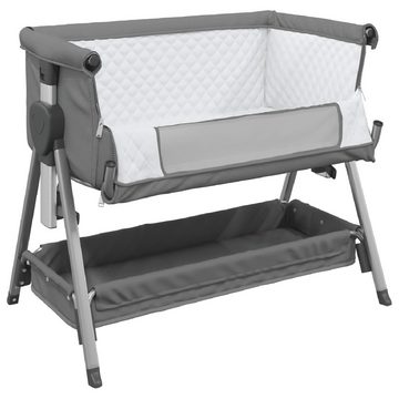 vidaXL Kinderbett Babybett mit Matratze Dunkelgrau Leinenstoff Mobil Reisebett Baby Anst