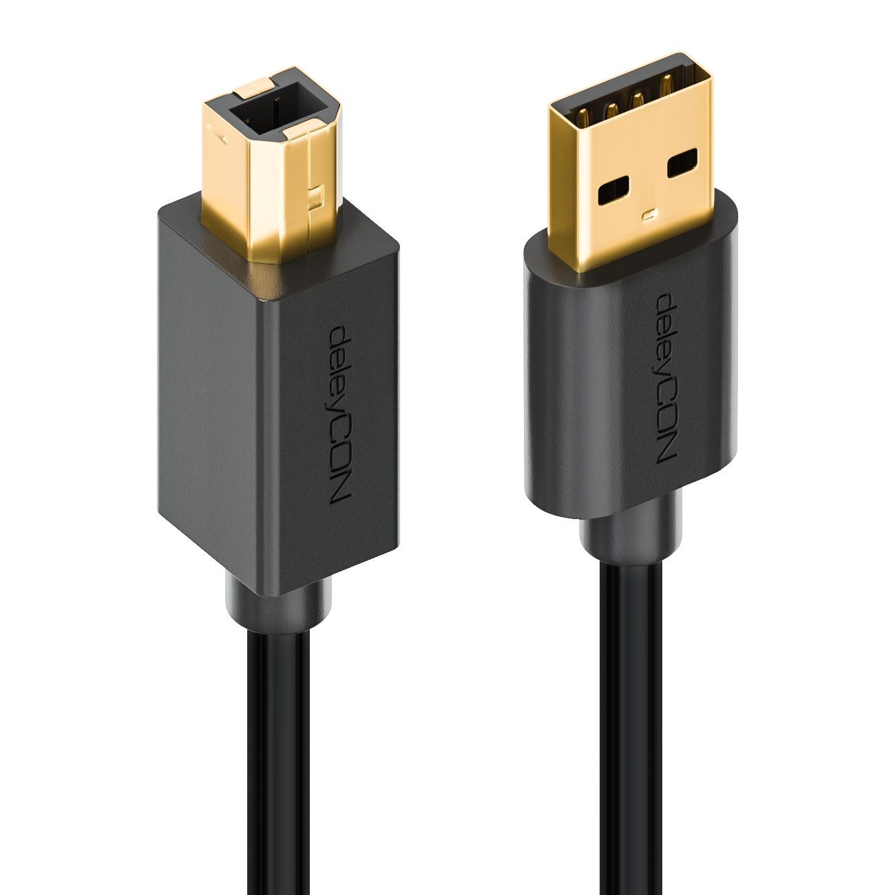 deleyCON deleyCON 0,5m USB 2.0 Drucker- Scannerkabel USB A-Stecker zu USB-Kabel