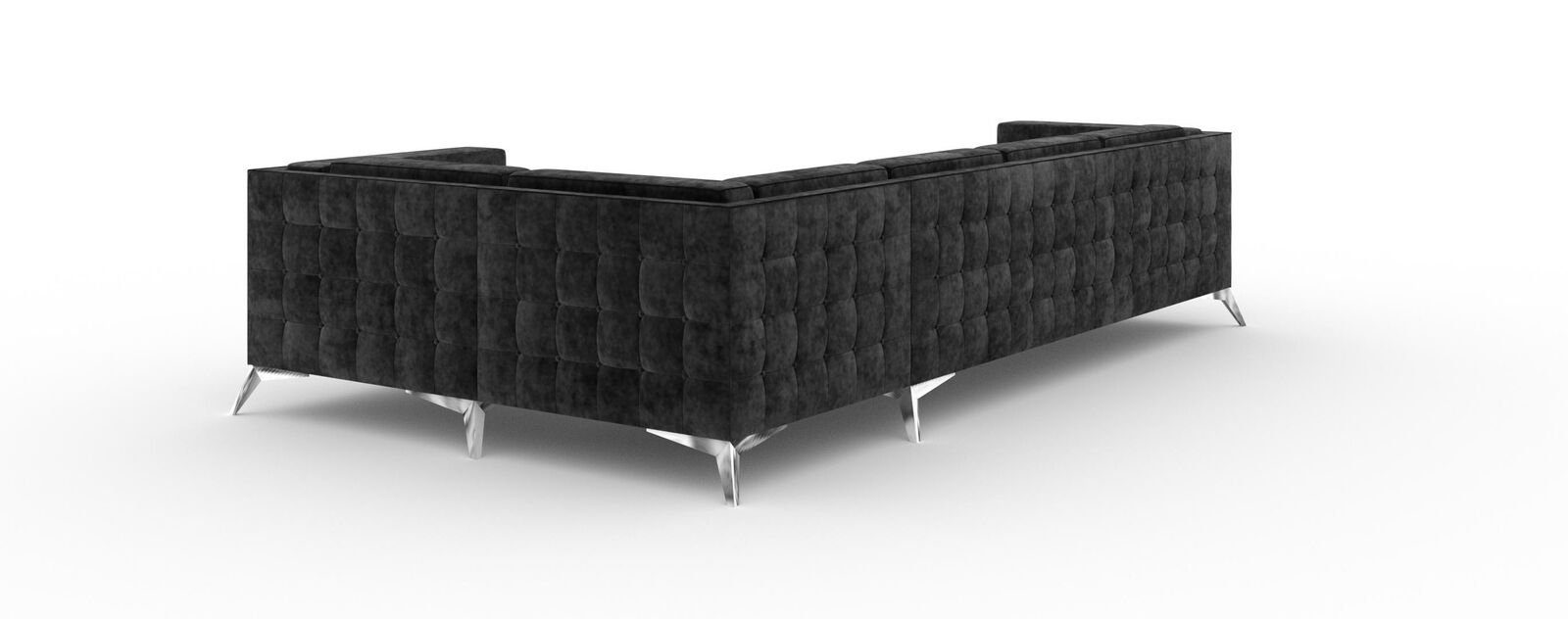 JVmoebel Ecksofa Schwarzes Couch L-Form Chesterfield Ecksofa Stoff Sitz, Polster in Made Europe Design