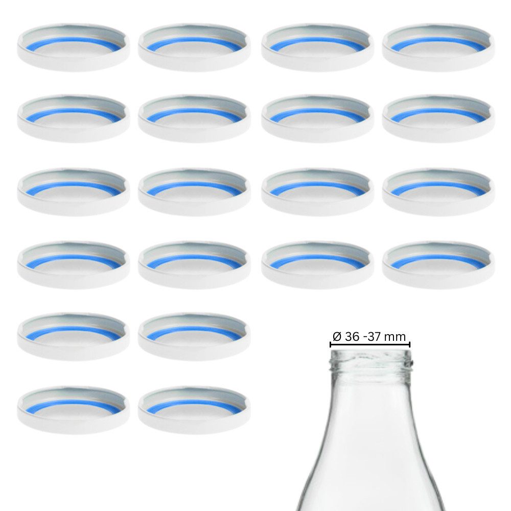 mikken Deckel 20 Ersatzdeckel für Flaschen TO48 Ø 5 cm - Blueseal - PVC-frei, Farbe: weiss
