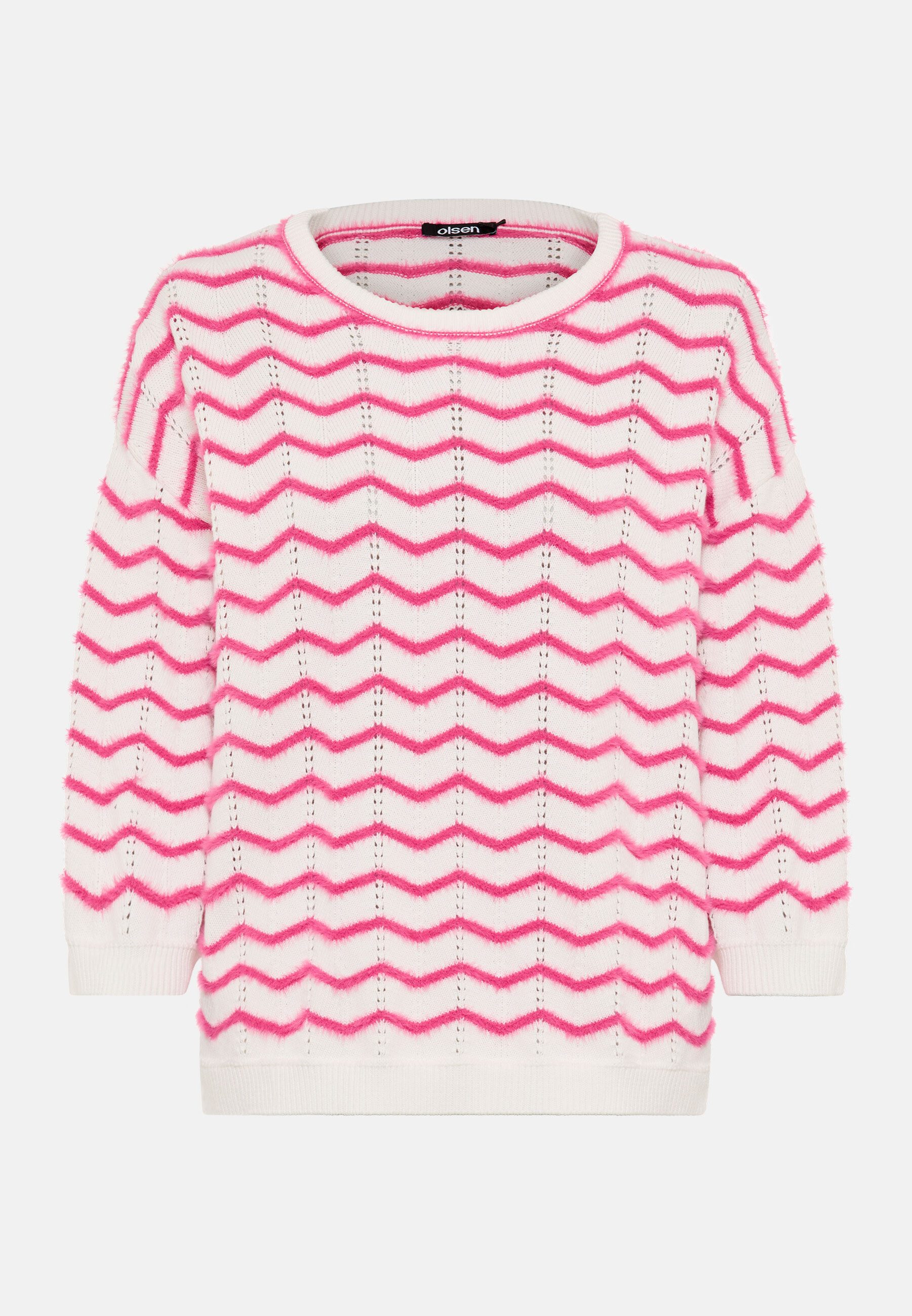 Olsen Strickpullover Pullover mit Allover-Dessin und 3/4-Ärmeln