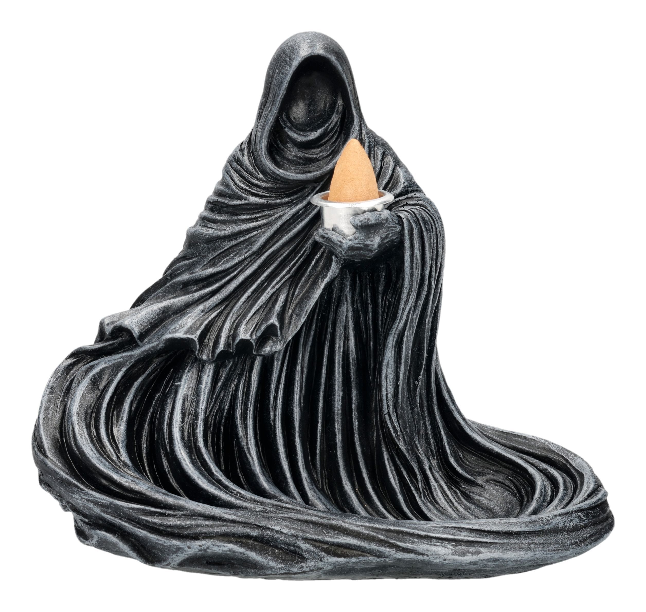Figuren Shop GmbH Räuchermännchen Sensenmann Räucherhalter – Reaper Figur Backflow Dekoration 14,5 cm