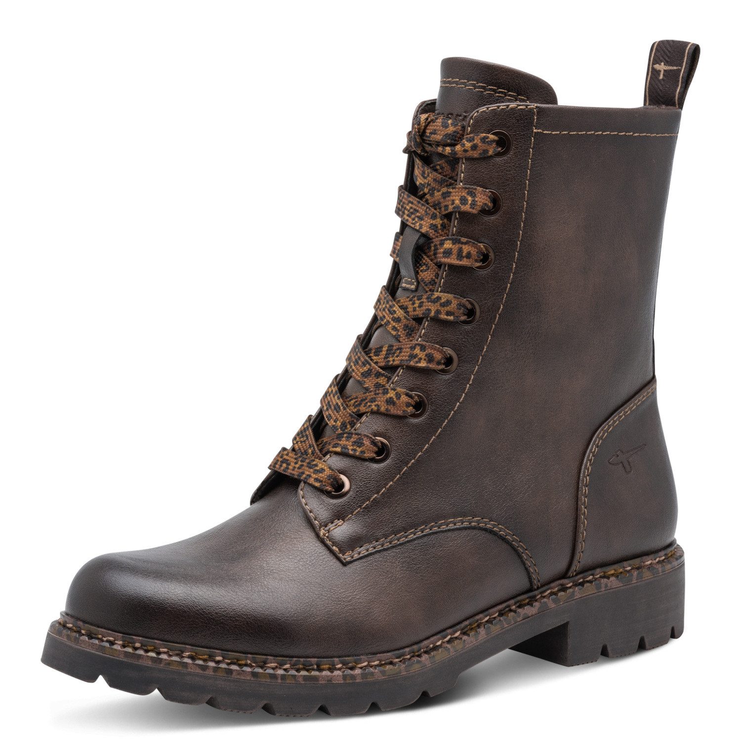 Tamaris Schnürstiefelette Blockabsatz, Boots mit Schnürsenkeln im Animal-Look