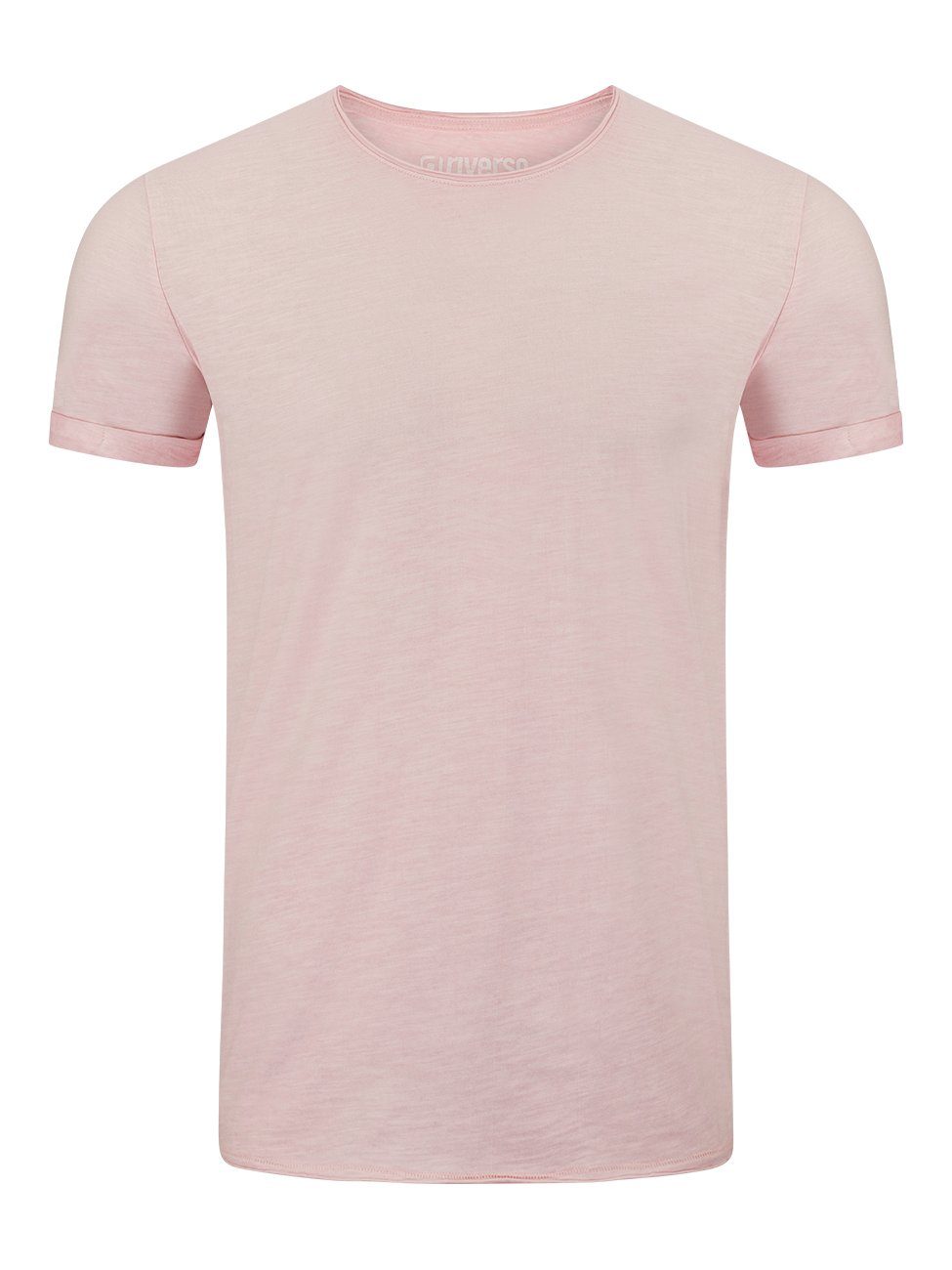 Regular Basic Herren Light (13200) Shirt Baumwolle Basic Rundhalsausschnitt Shirt Kurzarm mit T-Shirt Tee (1-tlg) RIVMatteo Rose Fit riverso 100% aus