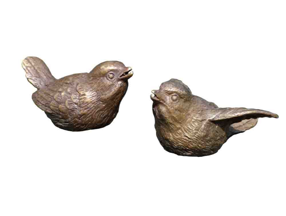 Skulptur Bronzefigur kleines Vogelpaar
