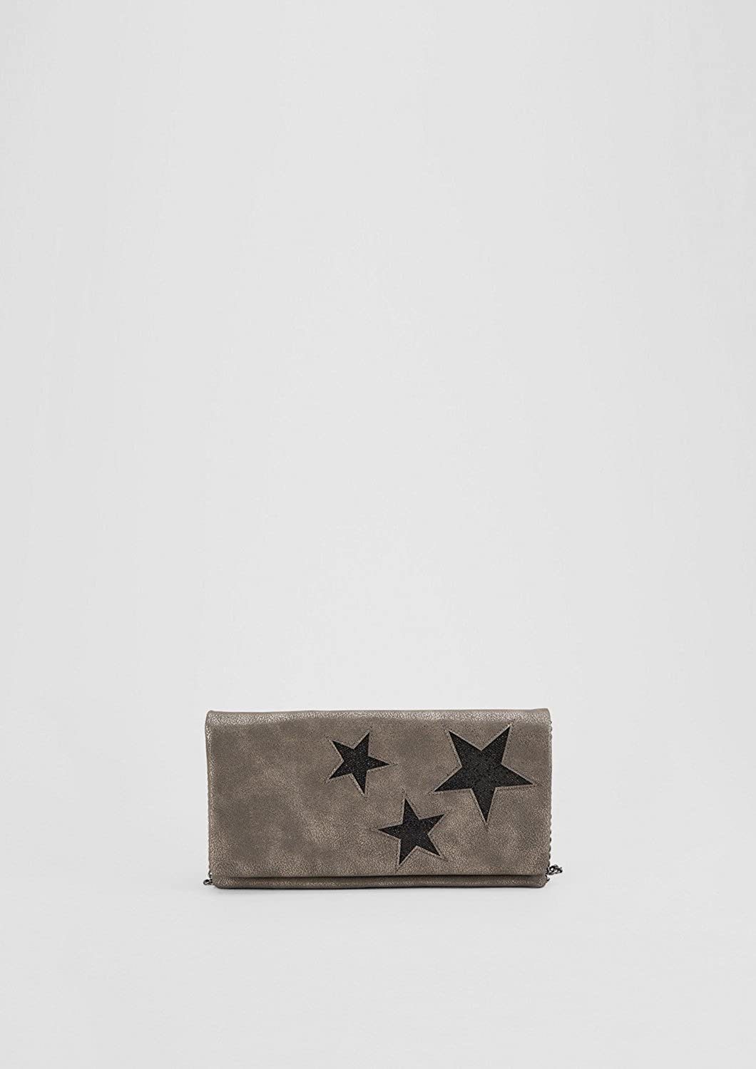 s.Oliver Clutch Stars Tasche Handtasche Hellgrau, Praktische Innenaufteilung
