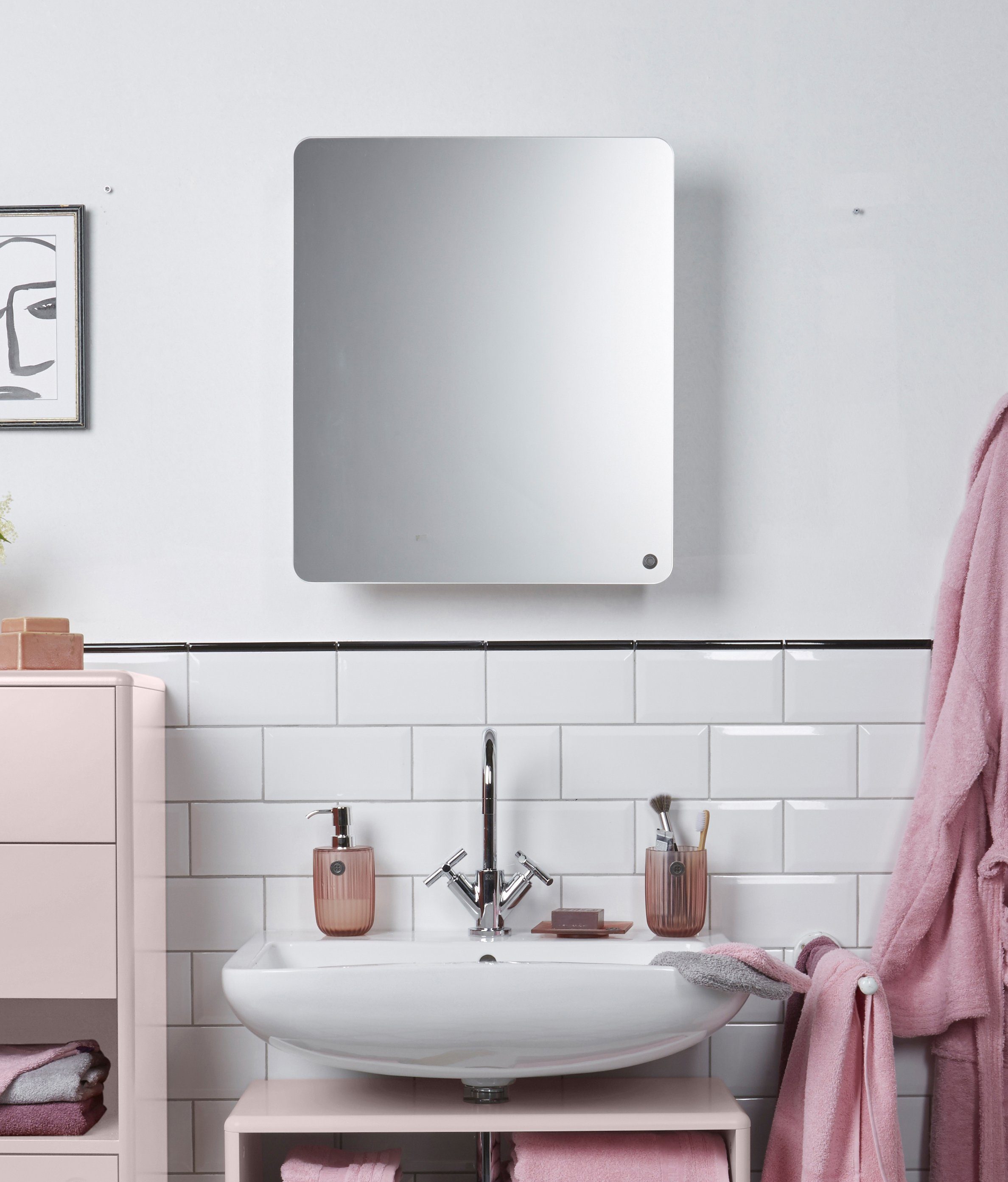 TOM TAILOR Small seidenmatt - rose006 Farben, gerundeten Badspiegel Tür Mirror MDF BATH Stauraum, mit Tür in mit vielen HOME - Ecken, COLOR lackiert mit aus