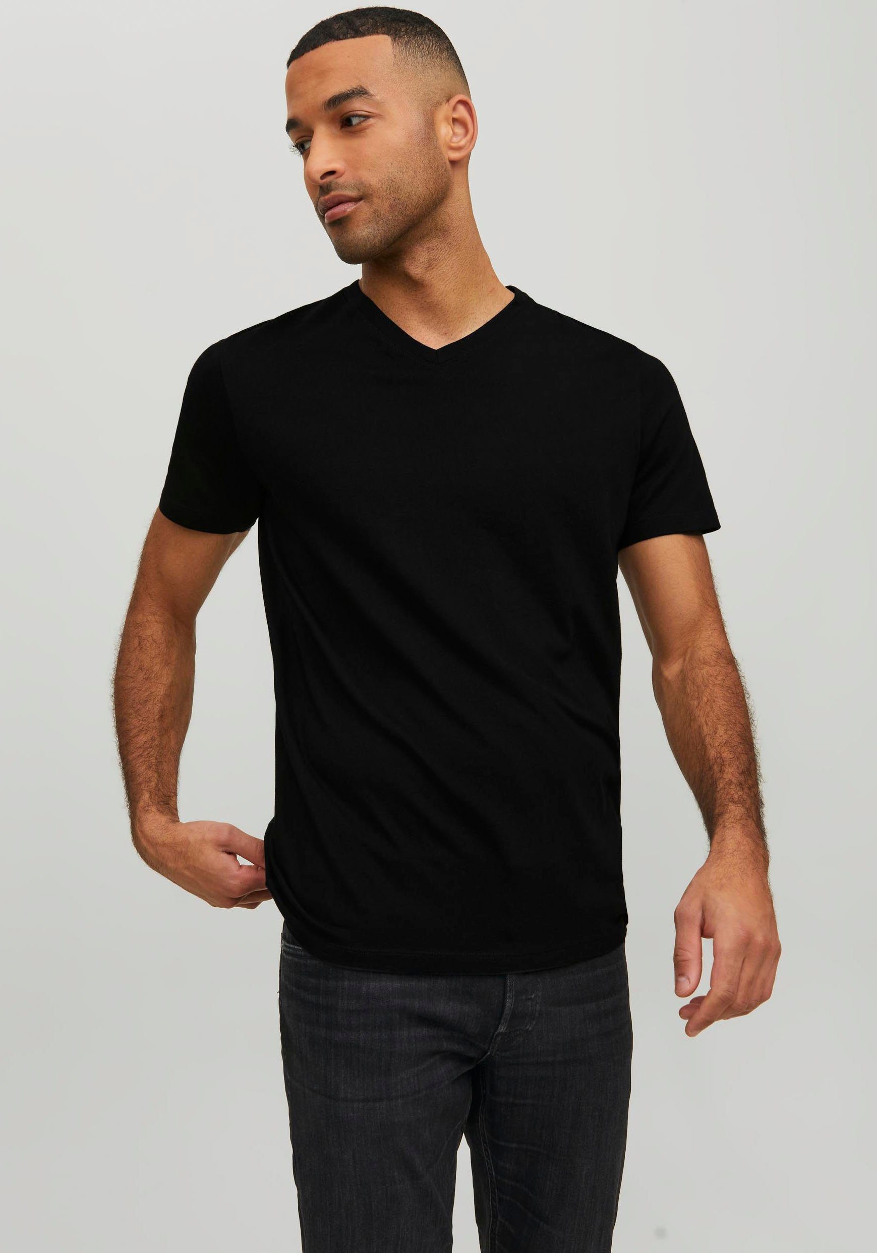 Jack & Jones Herren V-Neck T-Shirt JJEORGANIC BASIC - Regular Fit günstig online kaufen
