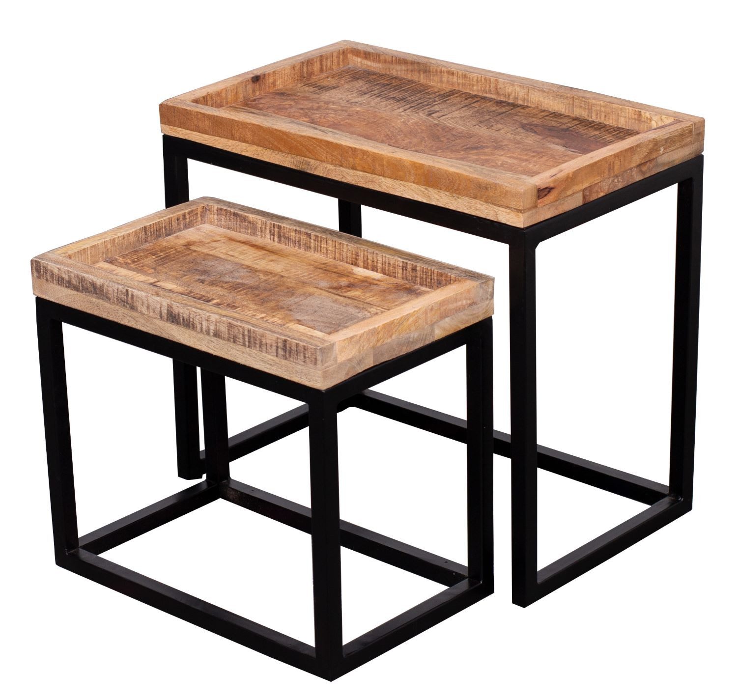 bene living Beistelltisch Lecce - 2er Set - Mangoholz natur, Massivholz - M günstig online kaufen