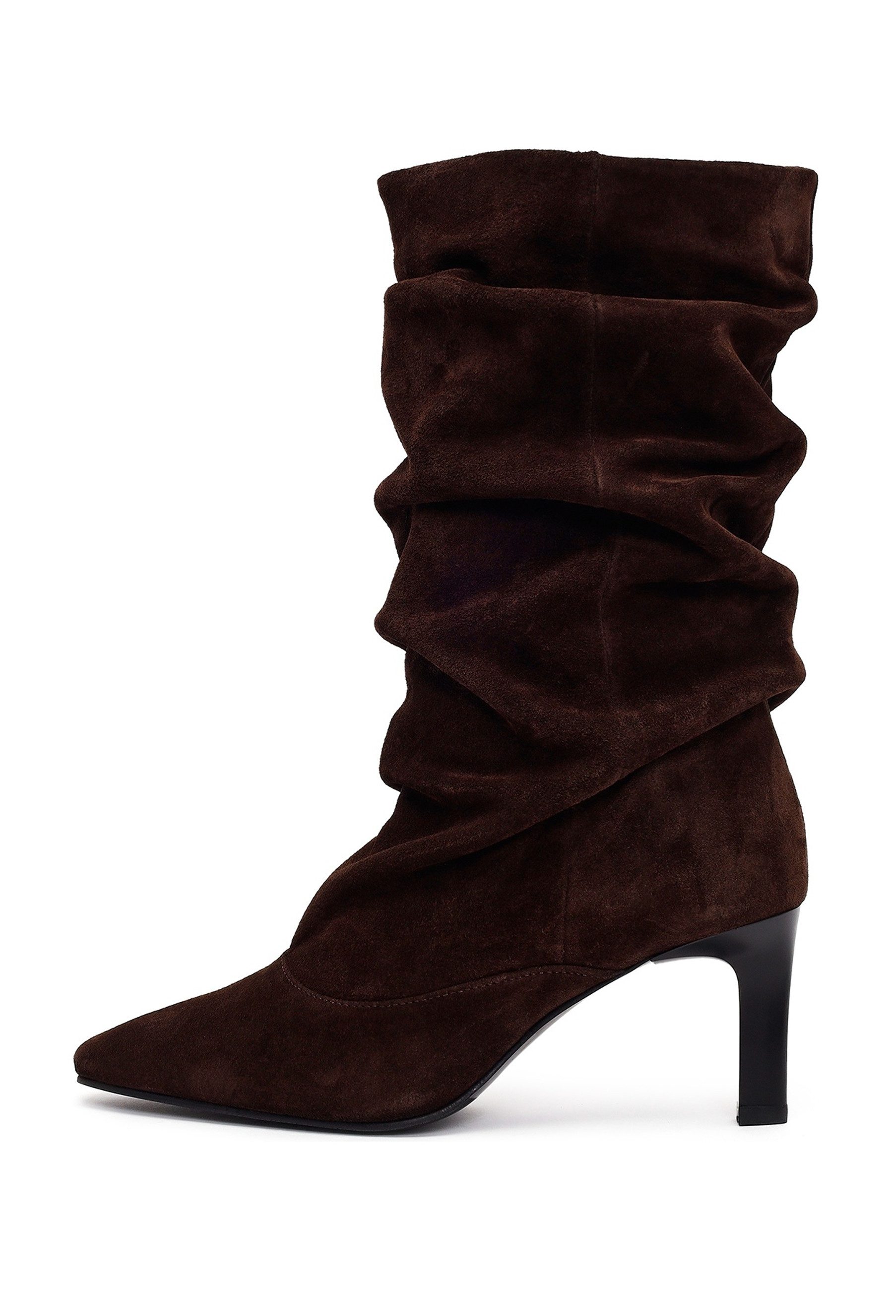 Derimod Leder-Slouchy-Stiefel Mit Blockabsatz Ankleboots