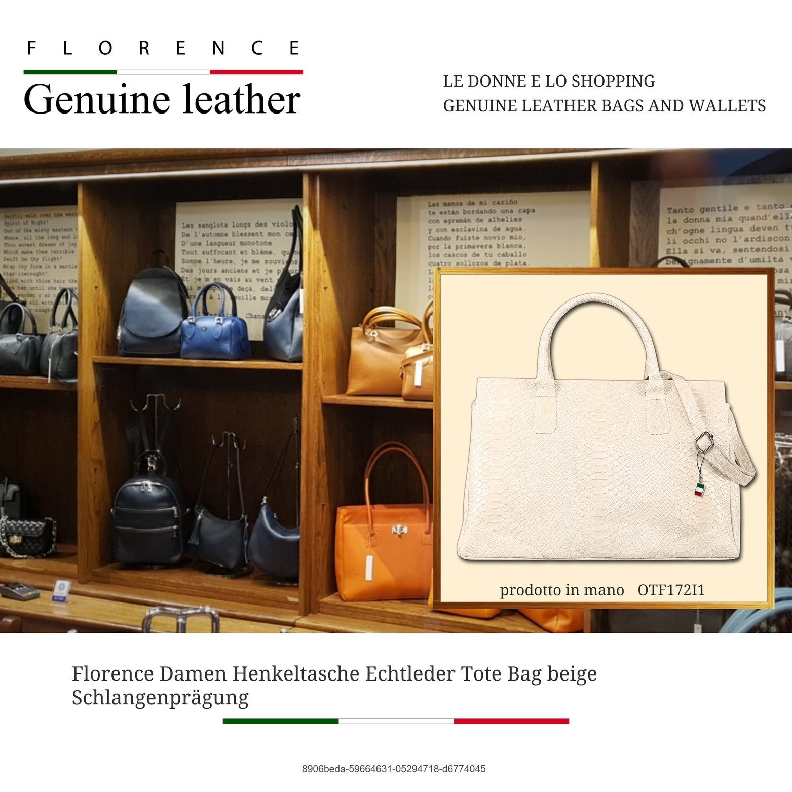 FLORENCE Henkeltasche Florence Damen Henkeltasche Echtleder (Henkeltasche, Henkeltasche), Damen Tasche Echtes Leder beige