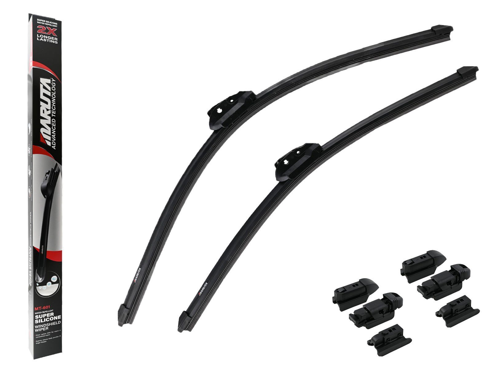 MARUTA Scheibenwischblätter FLAT WIPER SILICONE - Cross Platform, Frontscheibe, (Lotus Perl-Effekt Scheibenwischer SET 600mm / 525mm, universal, vorne, 600 mm - 525 mm), Lotus Perl-Effekt Scheibenwischer SET 600mm / 525mm, universal, vorne