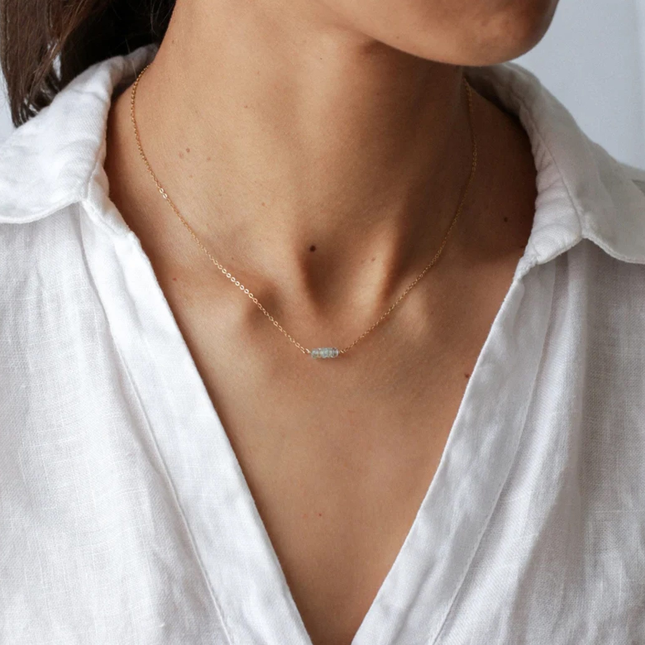 GOLDEN Charm-Kette Aquamarin Halskette, 14K Gold, günstig online kaufen