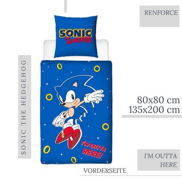 Bettwäsche Sonic 135x200 + 80x80 cm, 100 % Baumwolle, MTOnlinehandel, Renforcé, 2 teilig, Sonic The Hedgehog Comic Bettwäsche für Kinder, Teenager, Jugend
