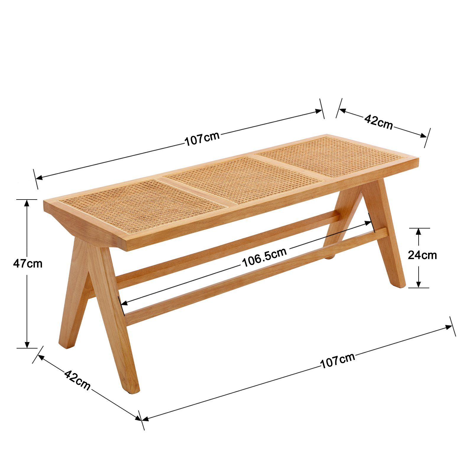 WAHSON OFFICE CHAIRS Sitzbank Rattan Esszimmerbank Eingangsbank 115cm günstig online kaufen