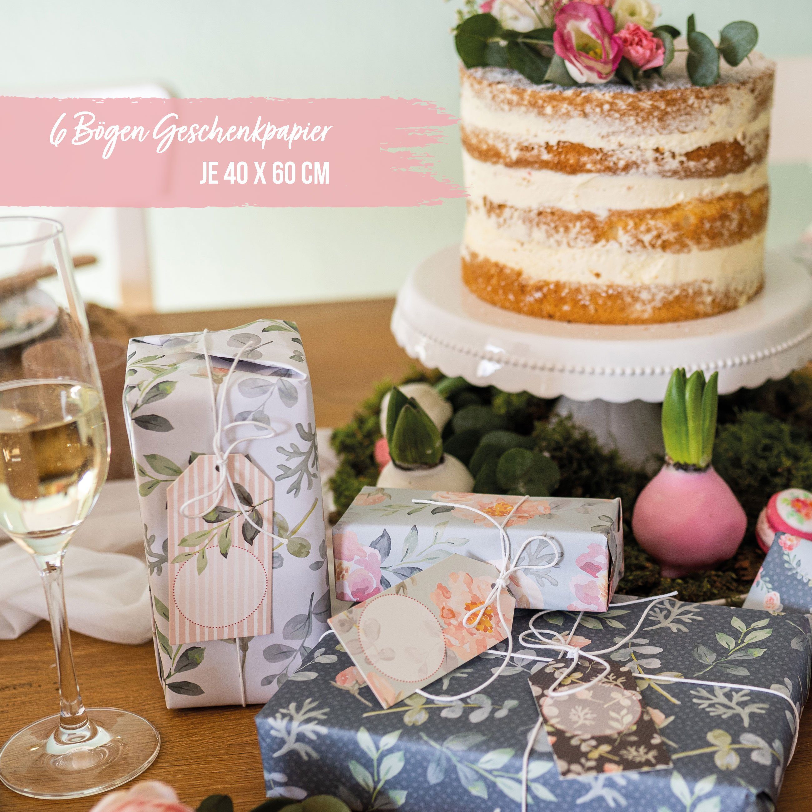 PAPIERDRACHEN Geschenkpapier Einzigartiges Geschenkpapier zum Muttertag - mit Etiketten