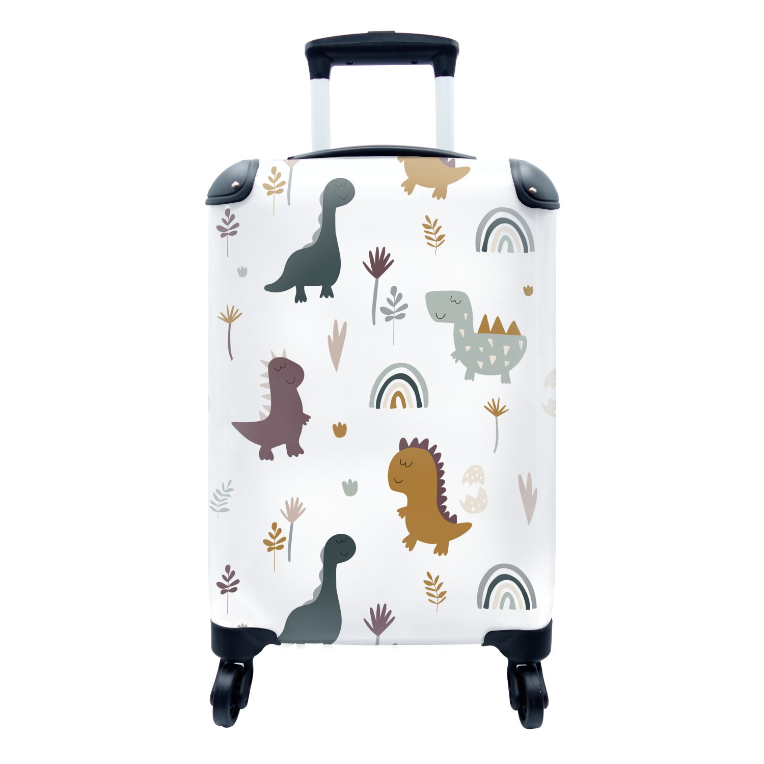 MuchoWow Schnittmuster Dino, Handgepäck Ferien, Reisekoffer 4 Jungen Trolley, Reisetasche für Rollen, mit rollen, - Handgepäckkoffer -