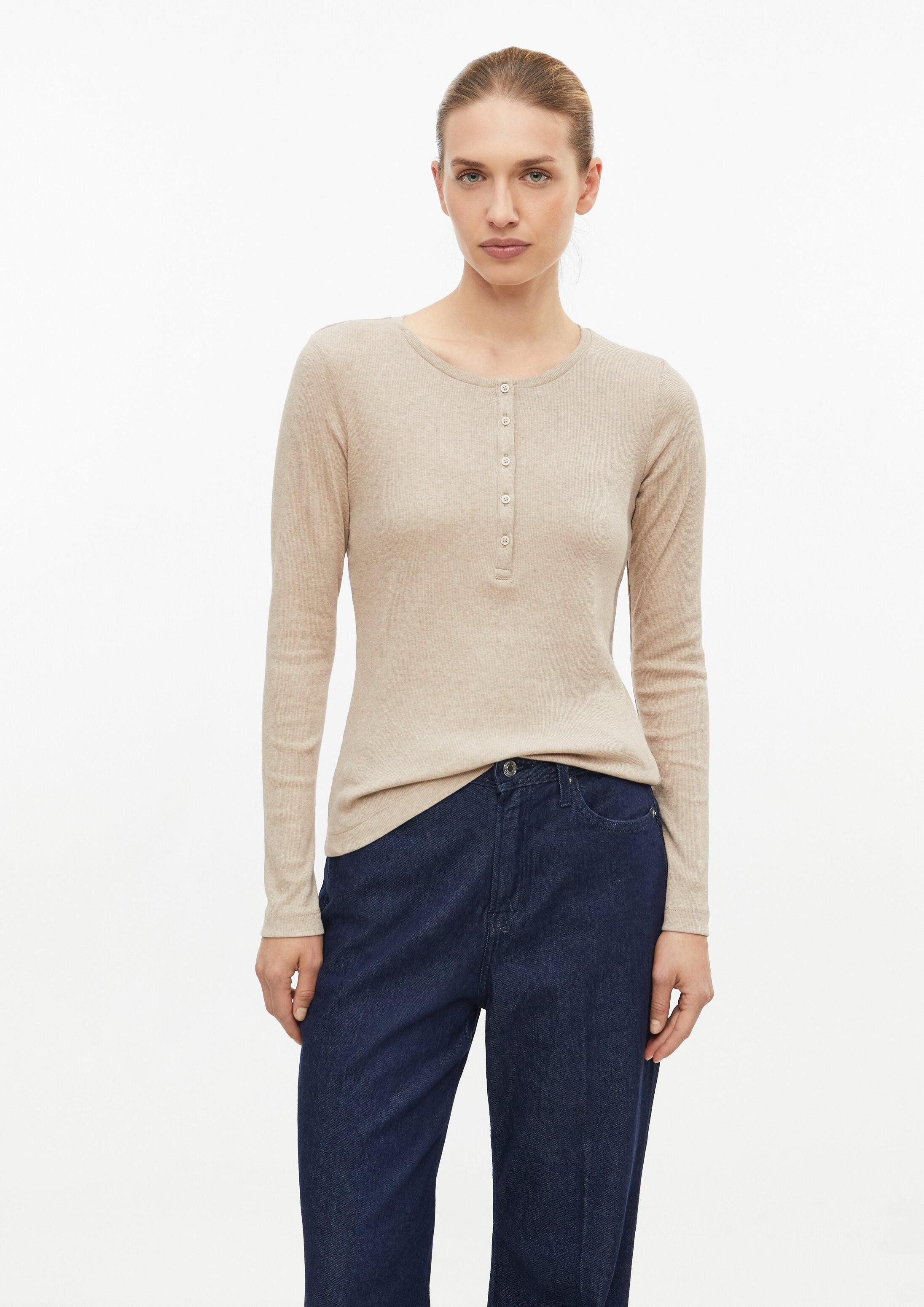 s.Oliver Langarmshirt T-Shirt Geripptes Henley-Shirt