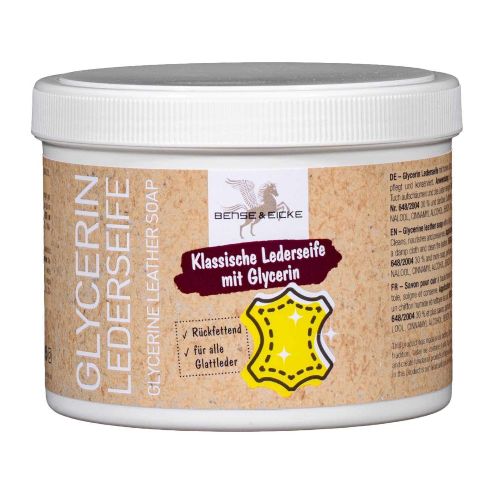 Bense & Eicke Glycerin Lederseife 500 g - Reinigt, pflegt und konserviert Glattleder Lederpflege