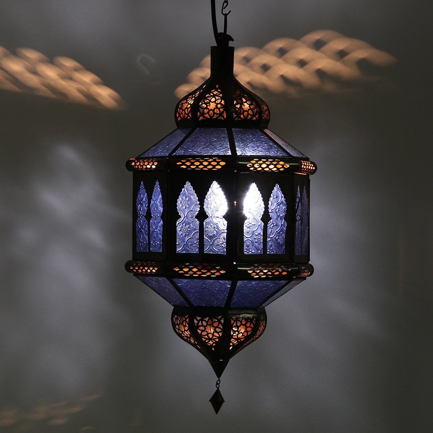 Casa Moro Lampenschirm Orientalische Lampe Trombia Biban Blau H50 cm ohne Leuchtmittel, Kunsthandwerk aus Marokko, L1232