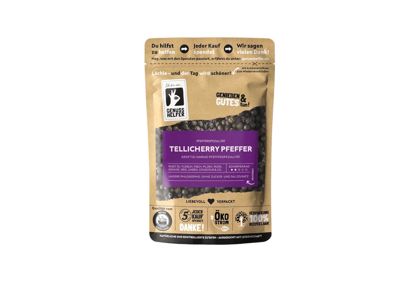Bremer Gewürzhandel Gewürz Tellicherry Pfeffer, ganz, 100 g