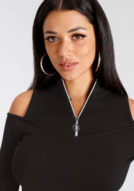 Melrose Stehkragenpullover mit Zipper und Cut-Outs
