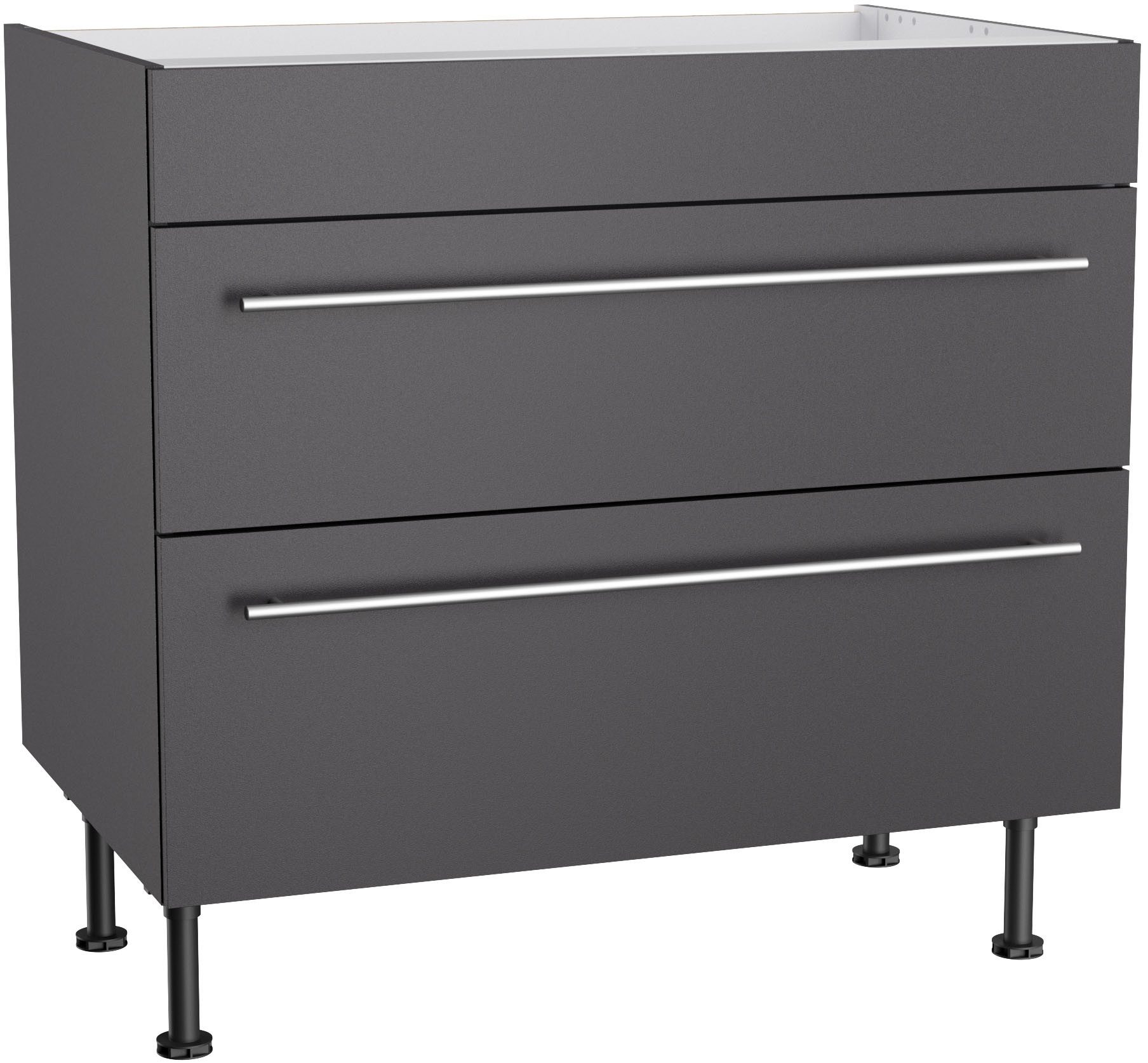 KOCHSTATION Kochfeldumbauschrank KS-Bern2 Breite 90 cm, Kochfeldumbauschrank, 2 Auszügen, 1 feste Blende