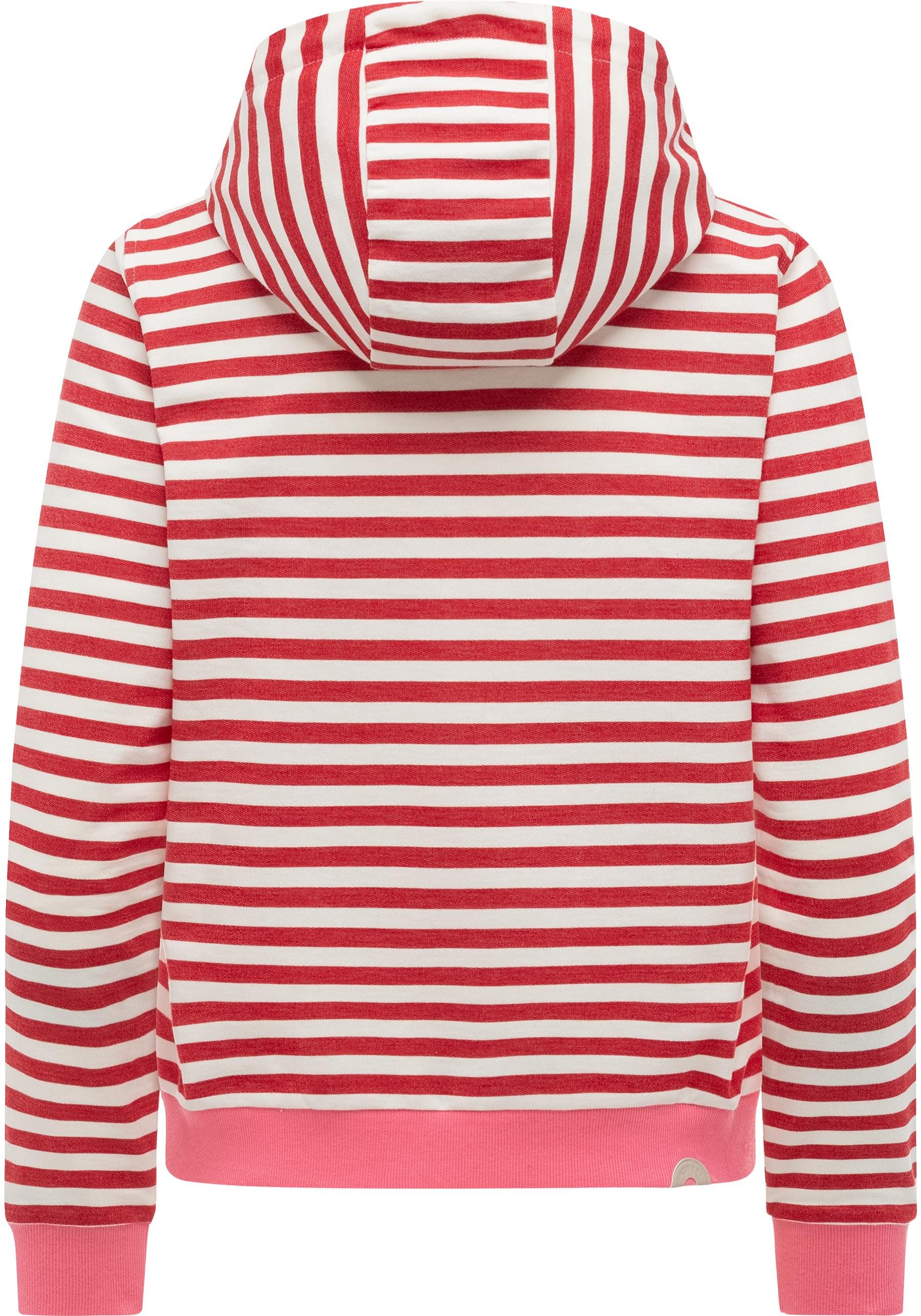 Ragwear Sweatjacke Parya Stripes gestreifte Damen Zipp-Jacke mit süßer Stickerei