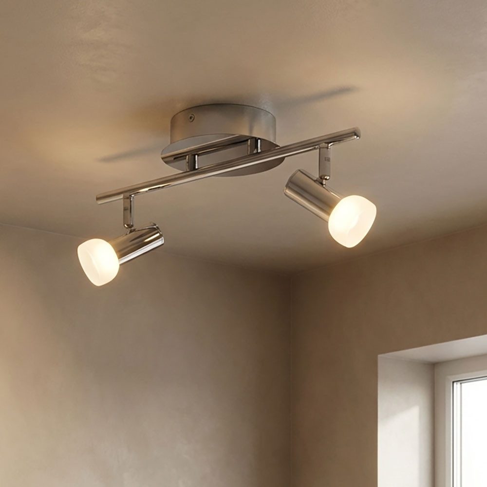 EGLO LED Deckenspot, LED-Leuchtmittel fest verbaut, Warmweiß, LED Chrom Decken Leuchte Wohn Zimmer Strahler Beleuchtung Glas Spots