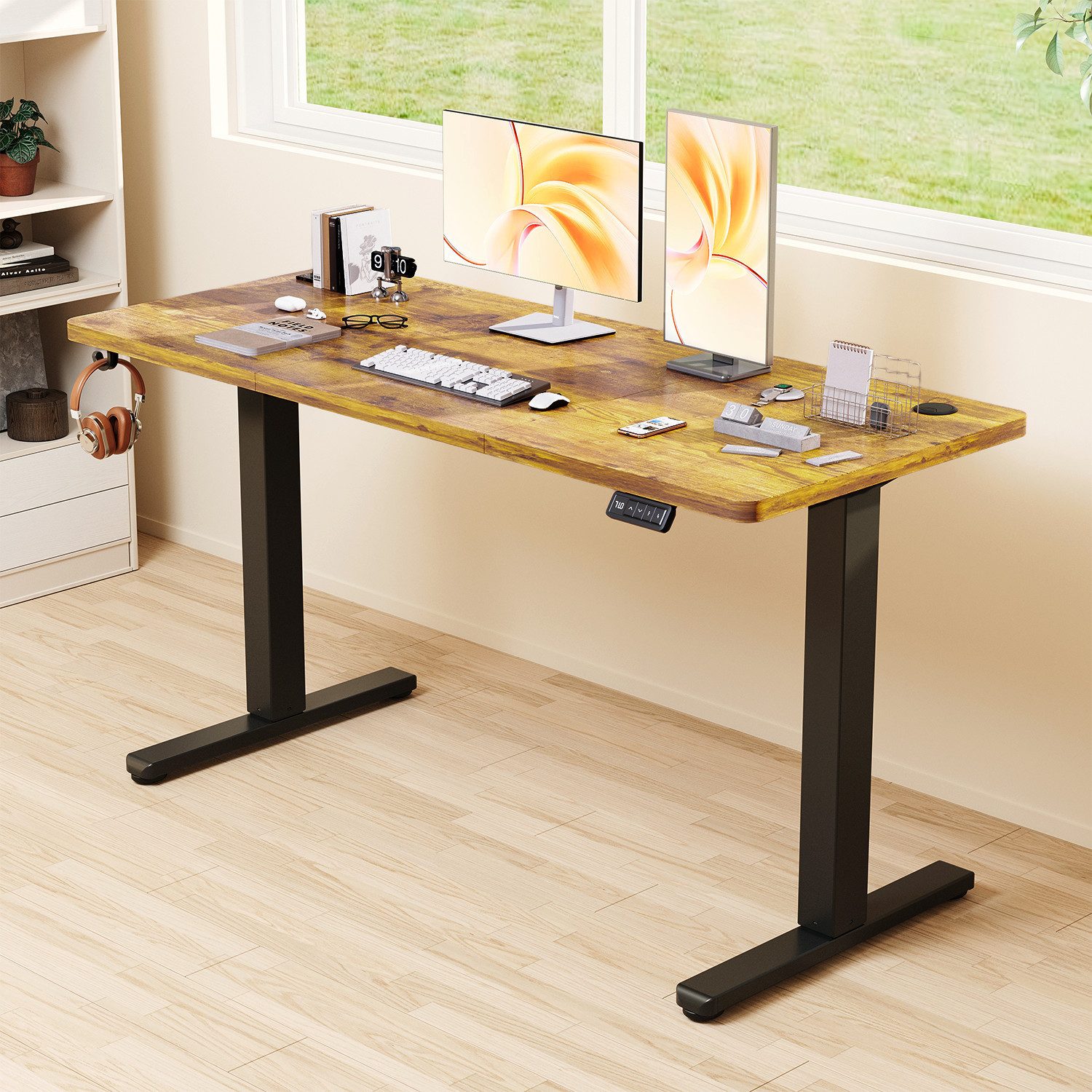 Furnicopia Schreibtisch Höhenverstellbarer Schreibtisch 120/140/160CM mit Kabelmanagement (Ergonomischer Computertisch für Homeoffice mit leisem Einzelmotor (50 – Bild 3 von 5